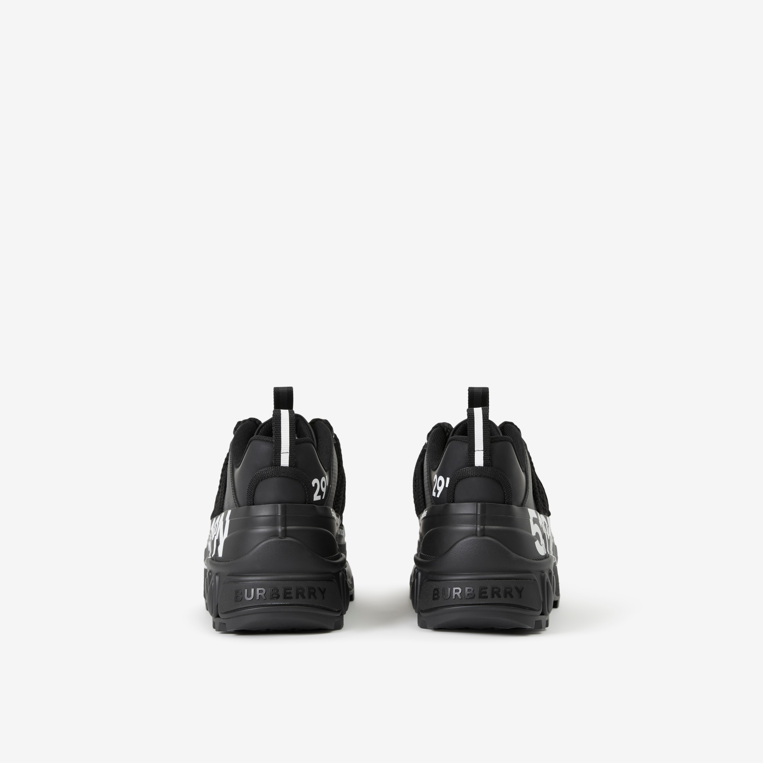 Lace Detail Coordinates Print Leather Arthur Sneakers in Black - Men | Burberry® Official - 3