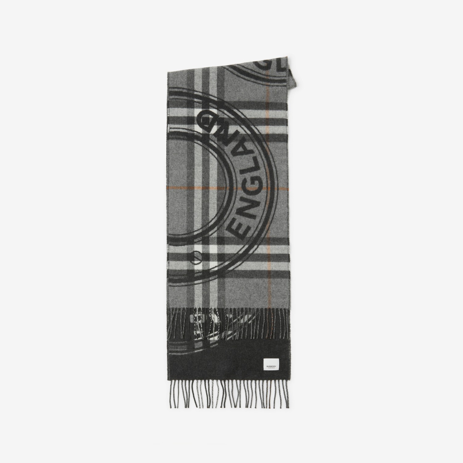 Logo Check Cashmere Scarf in Mid Grey | Burberry® Official