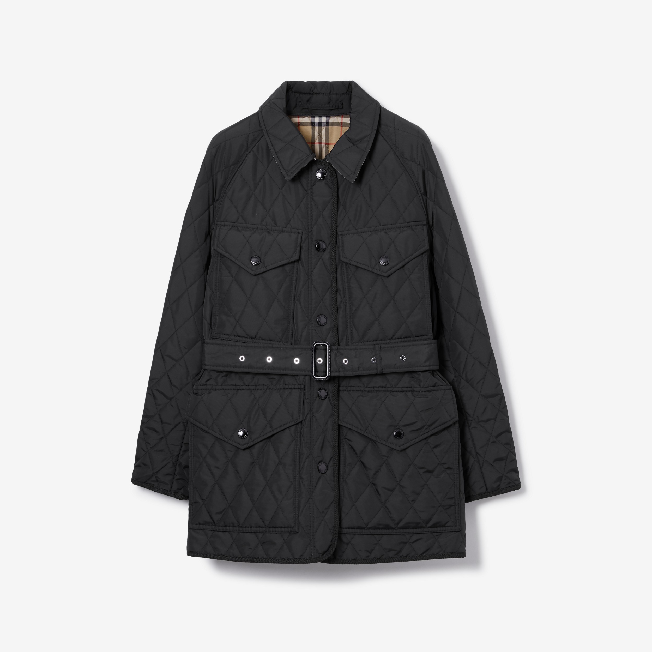 Diamond Quilted Nylon Canvas Field Jacket in Black - Women | Burberry® Official - 1