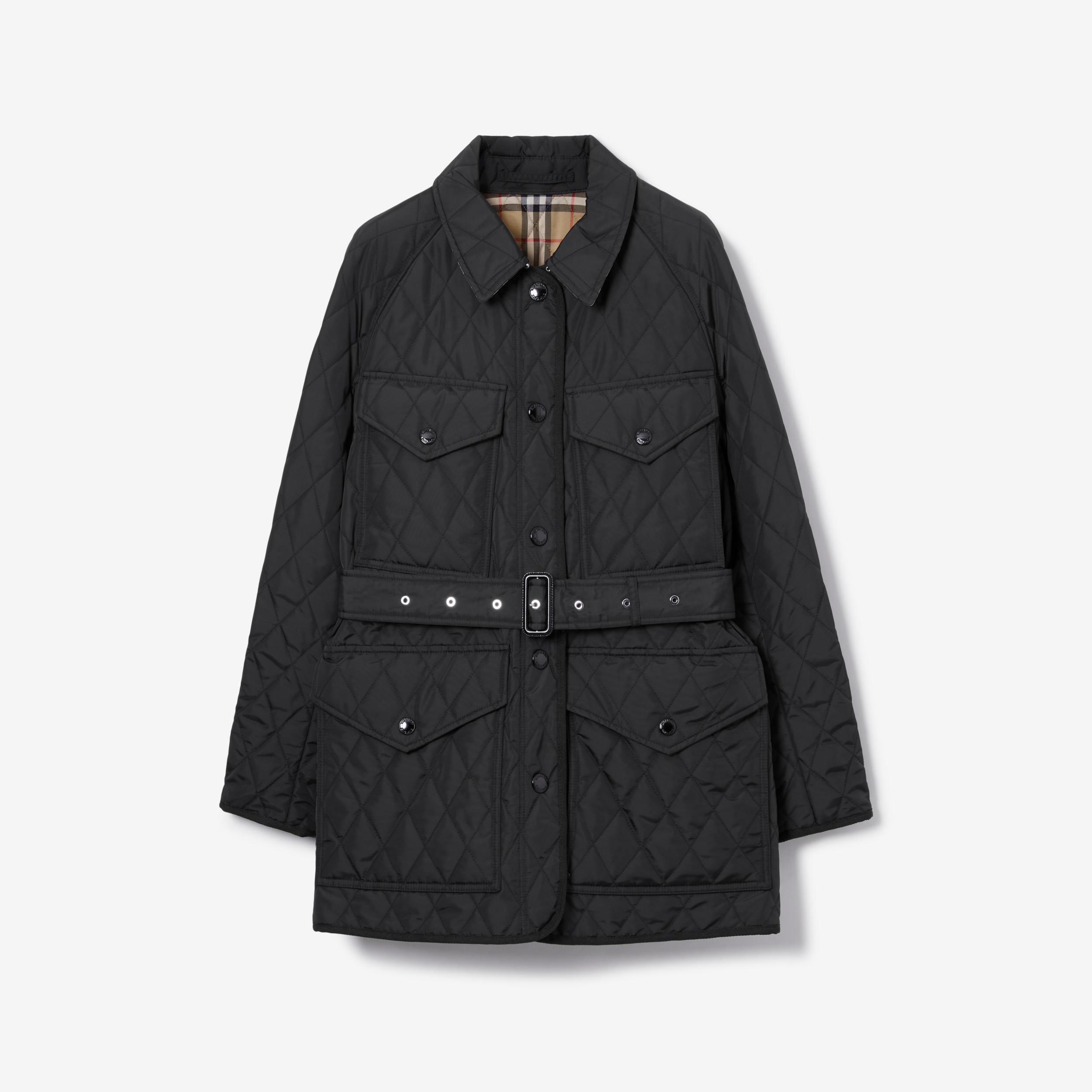 Diamond Quilted Nylon Canvas Field Jacket in Black - Women | Burberry® Official - 1