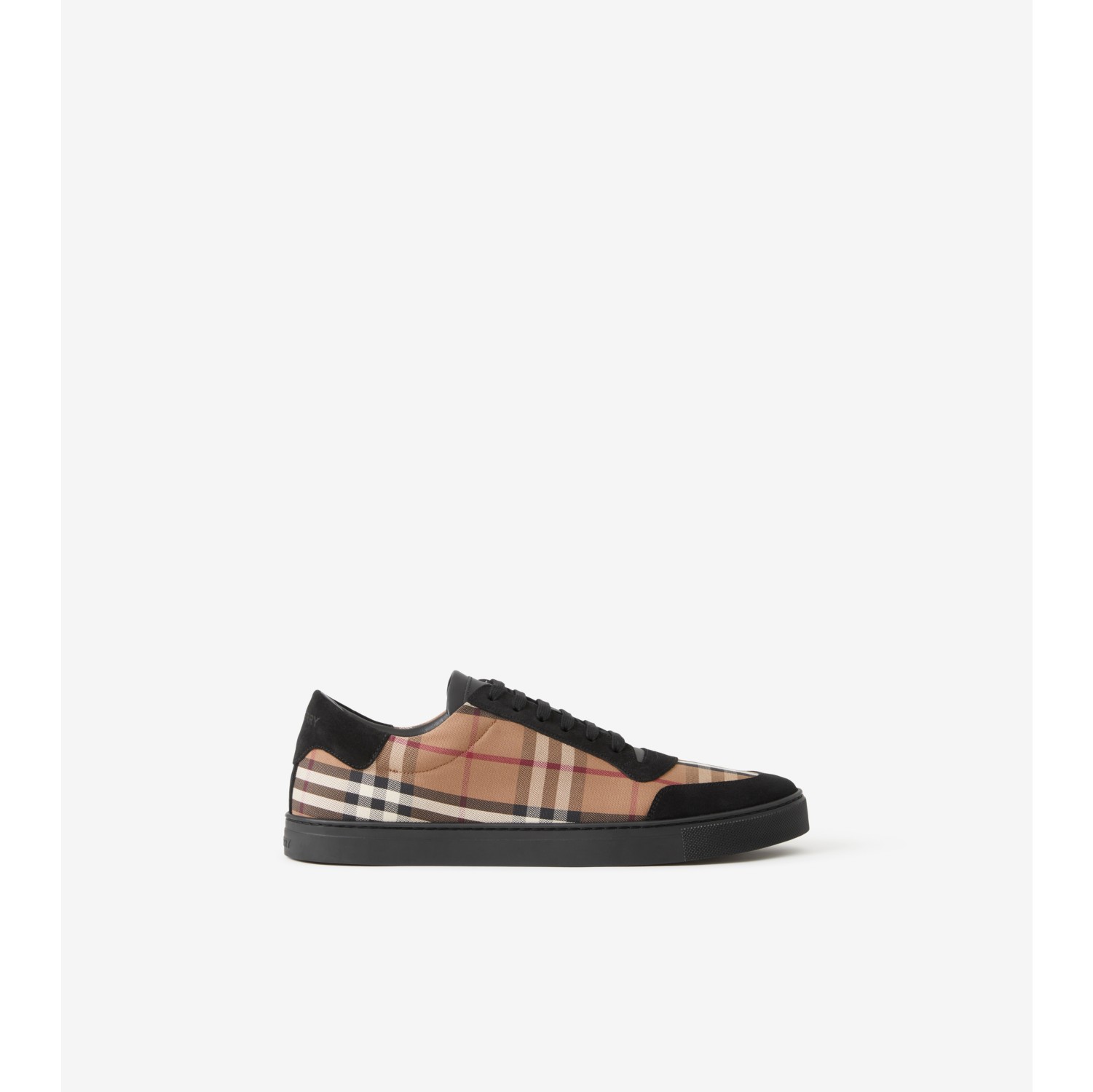 Vintage Check Cotton and Suede Sneakers in Birch Brown - Men