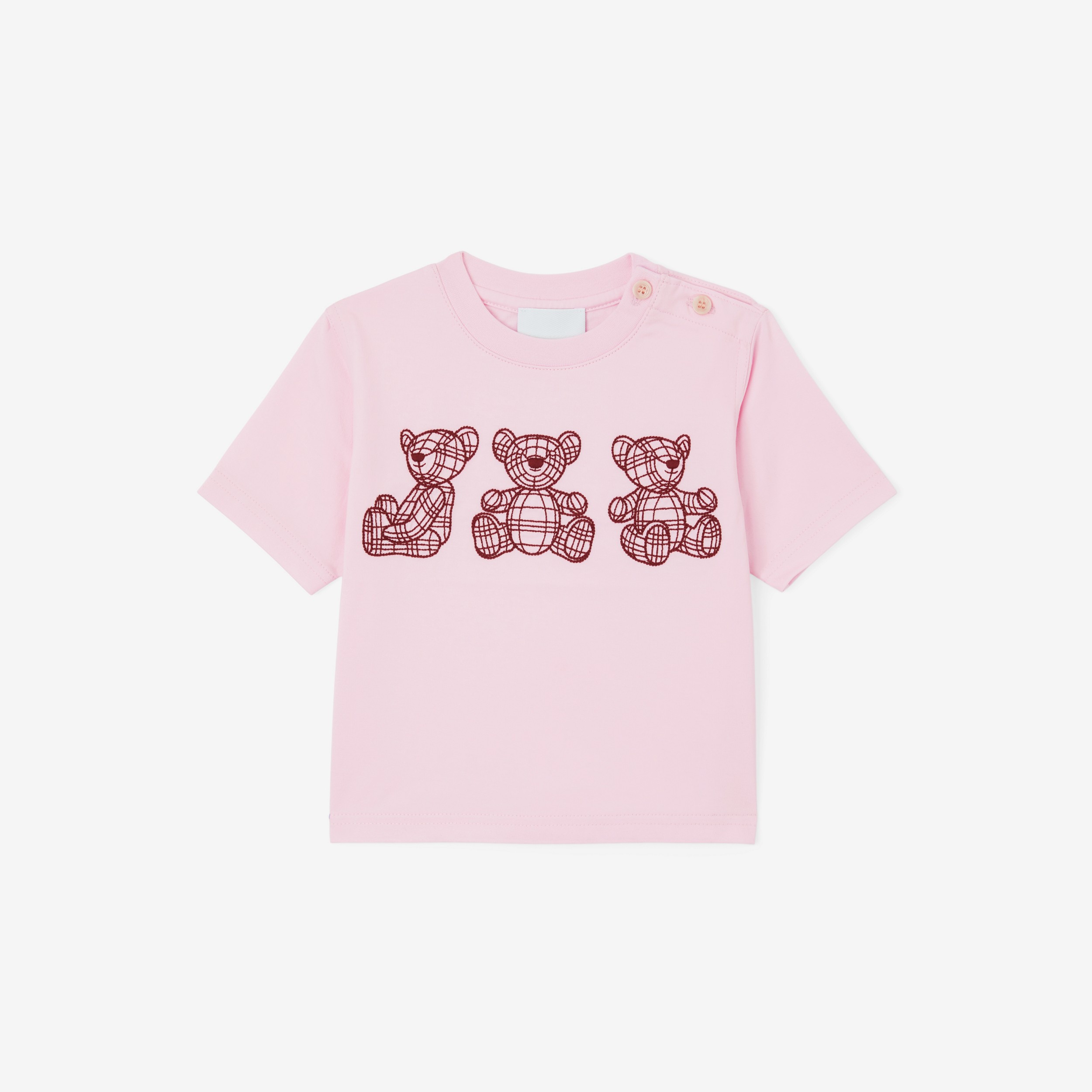 Thomas Bear Motif Cotton T-shirt in Pale Candy Pink - Children | Burberry® Official - 1
