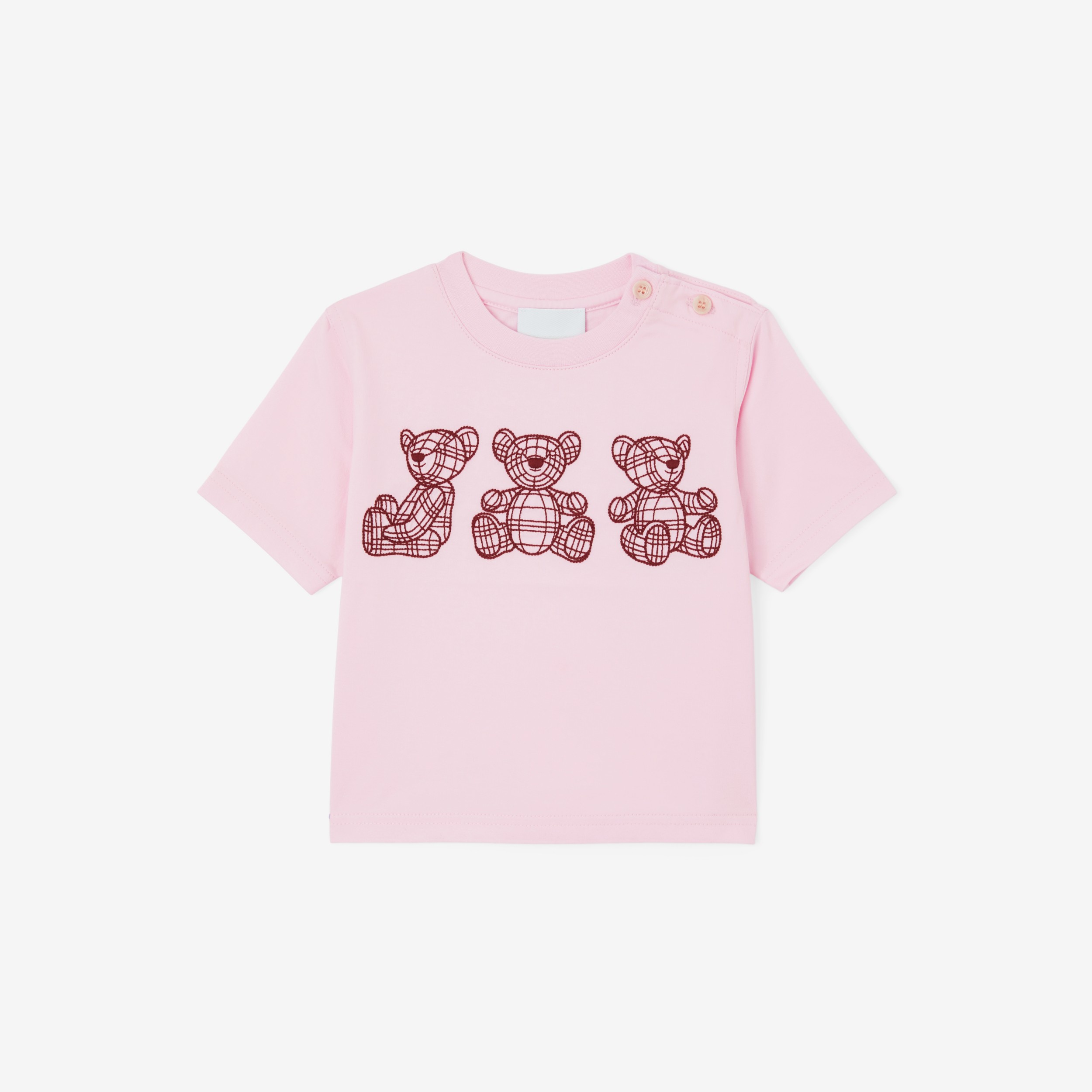 Thomas Bear Motif Cotton T-shirt in Pale Candy Pink - Children | Burberry® Official - 1