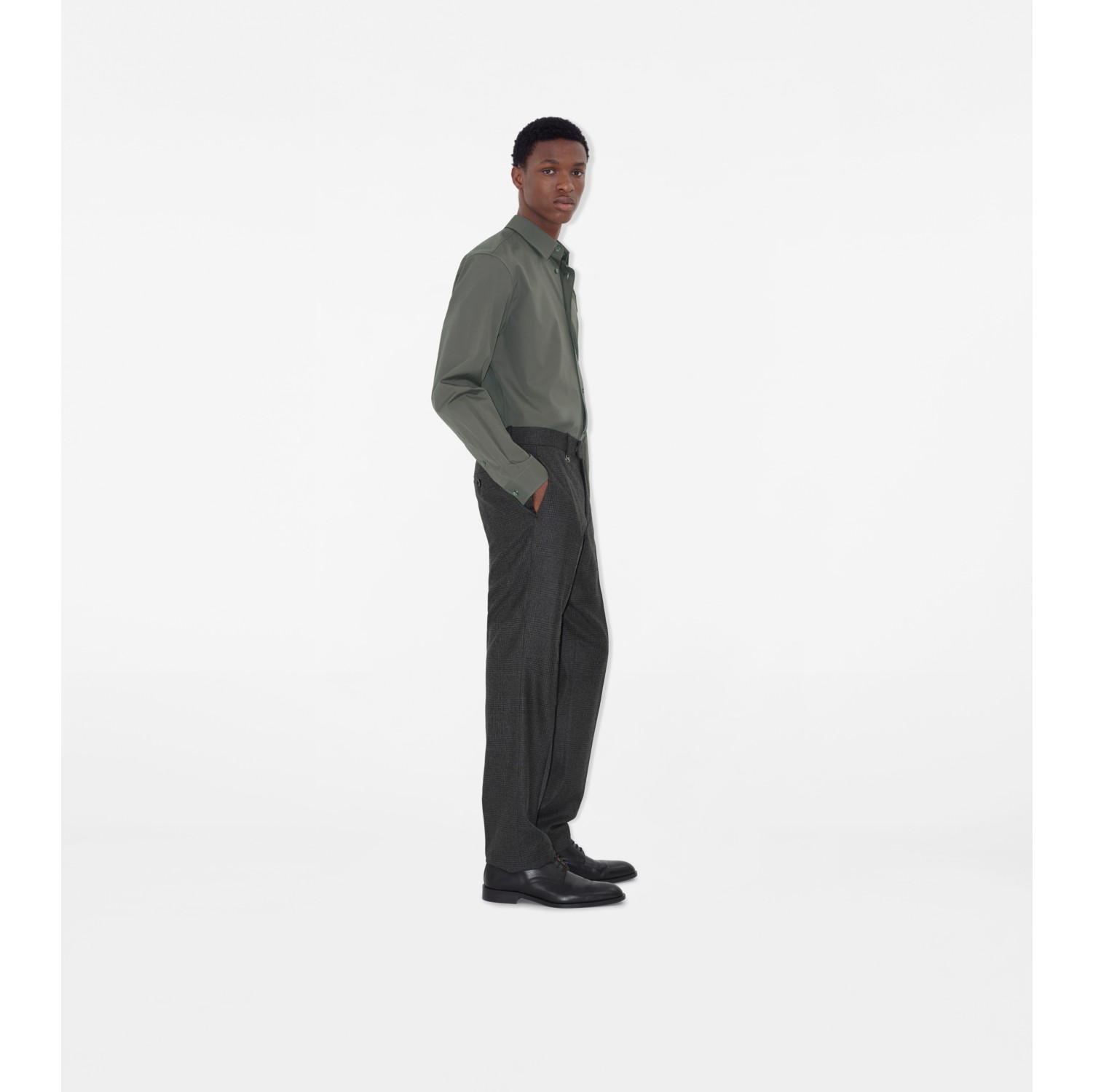 Check Wool Cashmere Tailored Trousers