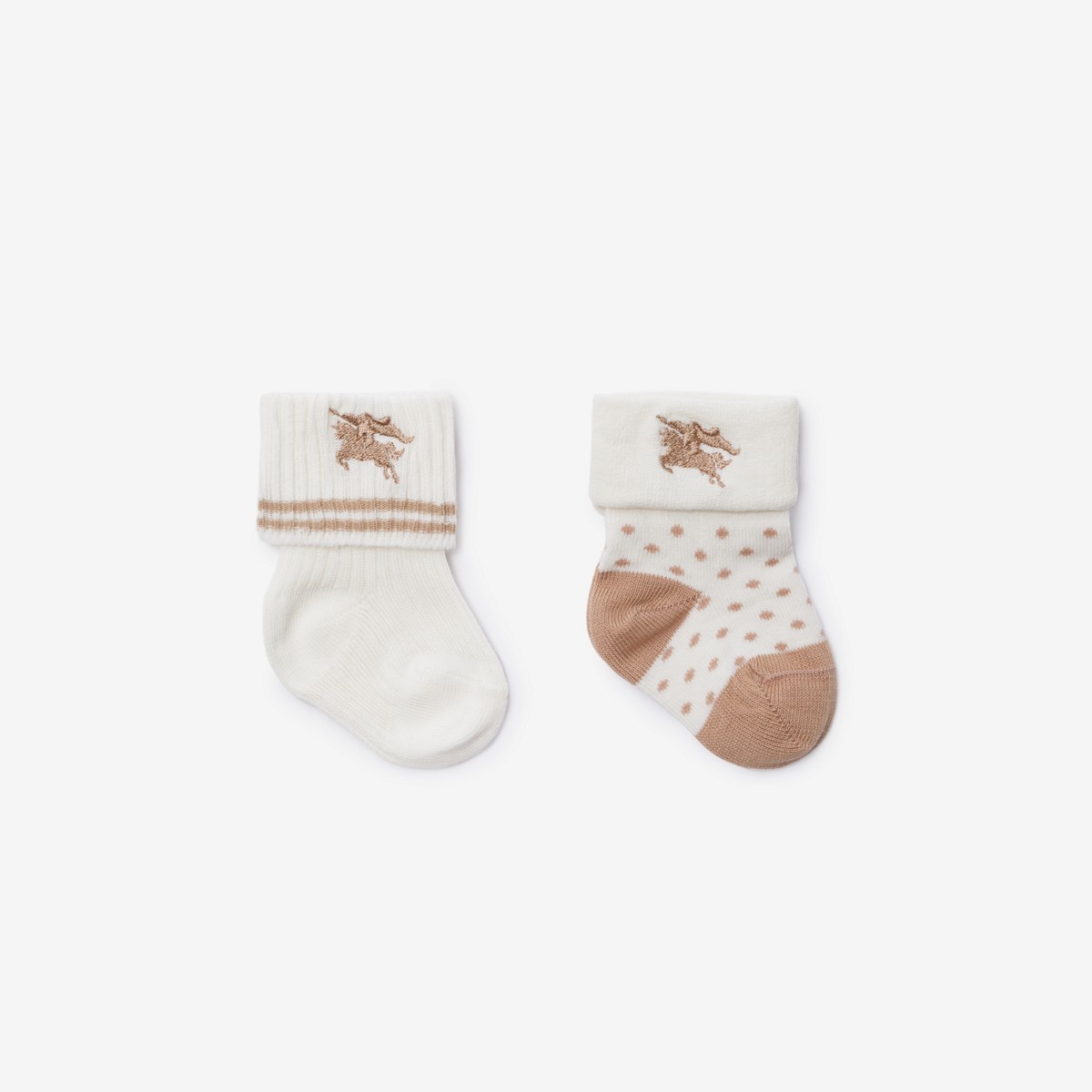 Burberry Childrens Two-piece Cotton Blend Socks Set In Ivory