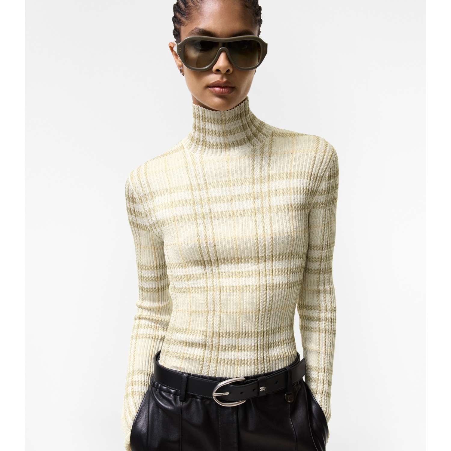Check Viscose Turtleneck Sweater - thumbnail 3