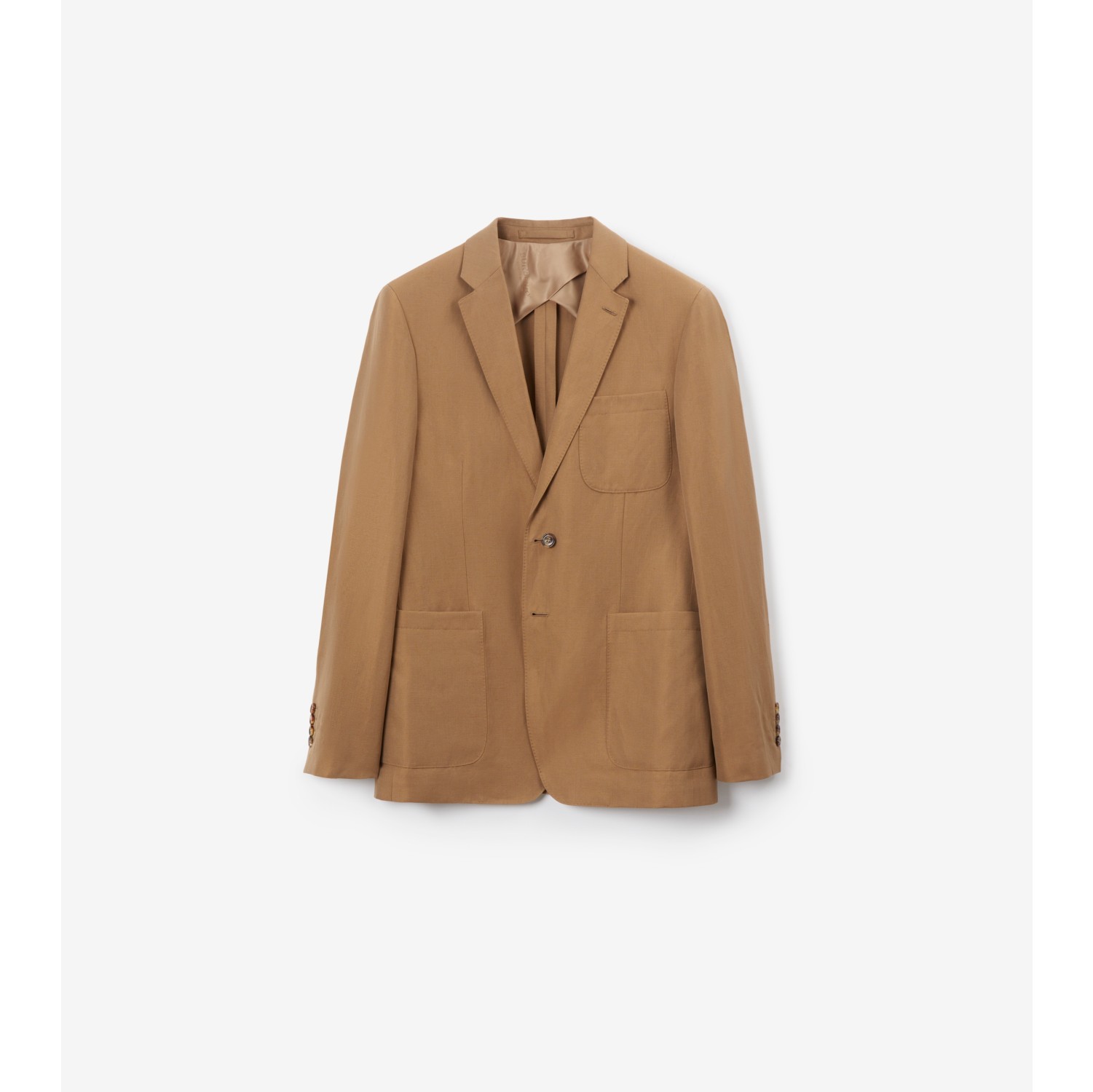 Wool Linen Slim Fit Tailored Jacket in Camel - Men | Burberry® Official