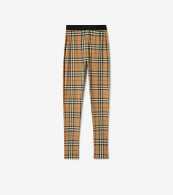 Belvoir Checked Stretch Leggings Burberry Bottoms Pants Yellow