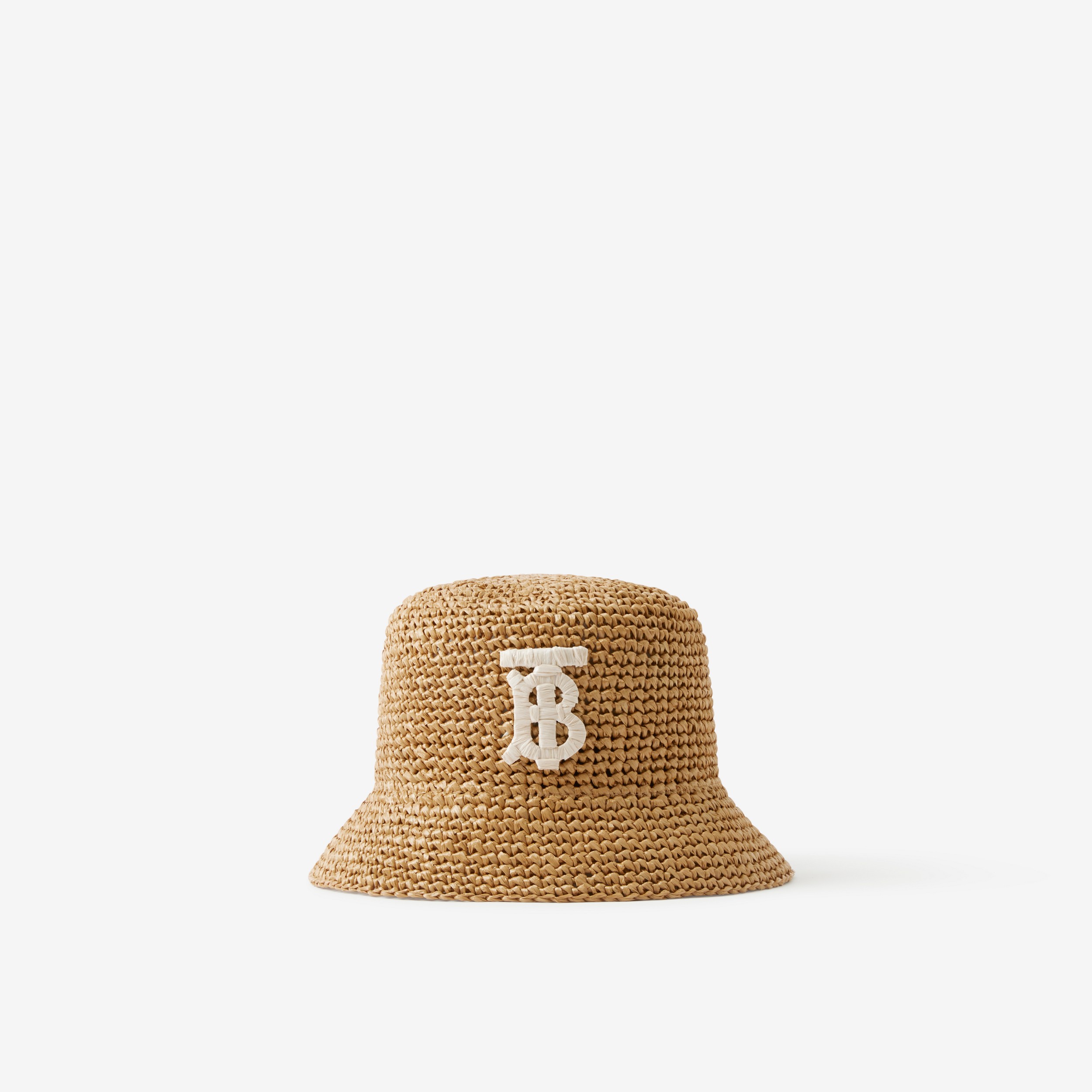 Monogram Motif Raffia-effect Bucket Hat in Natural/beige | Burberry® Official - 1