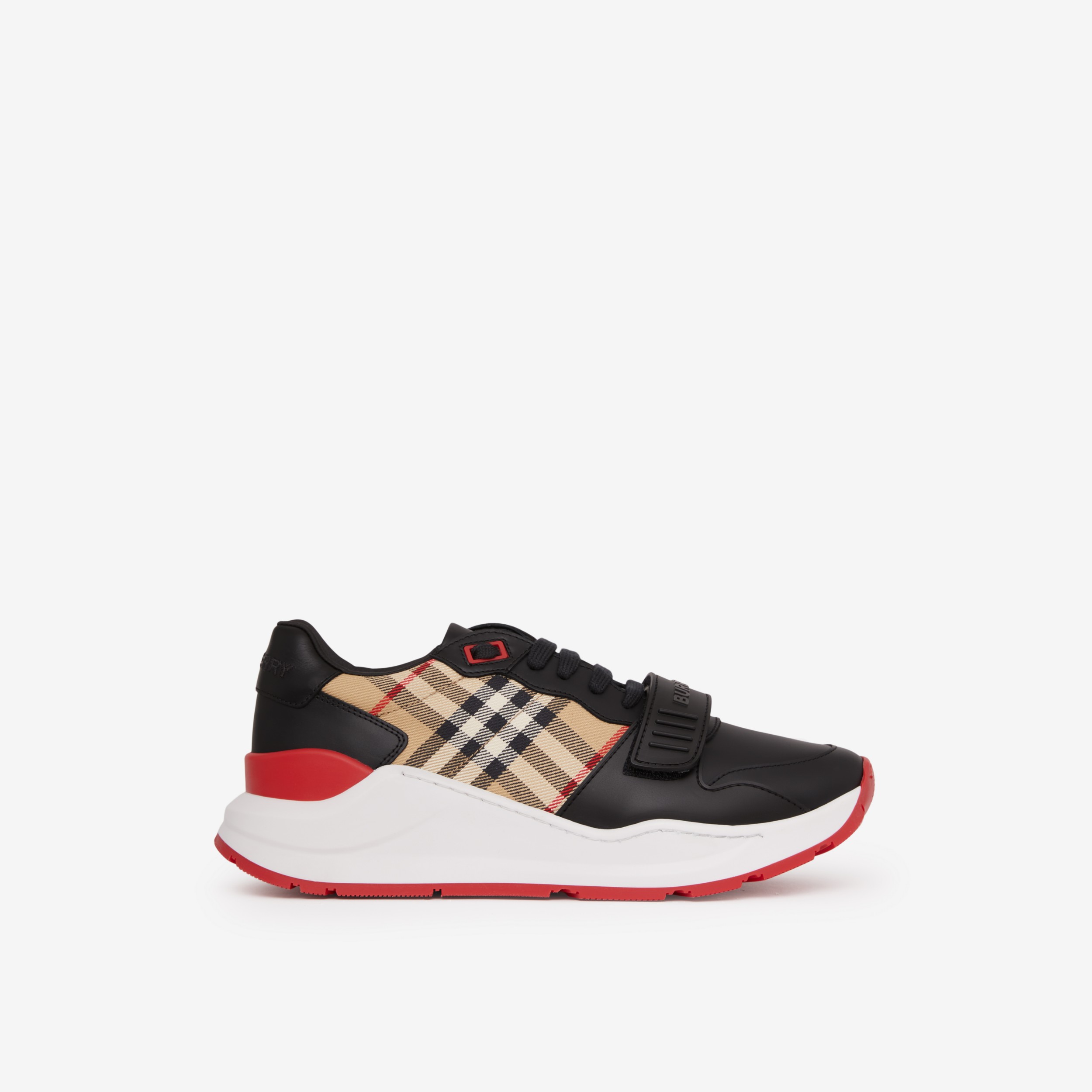 Leather and Vintage Check Cotton Sneakers in Black/archive Beige - Women |  Burberry® Official