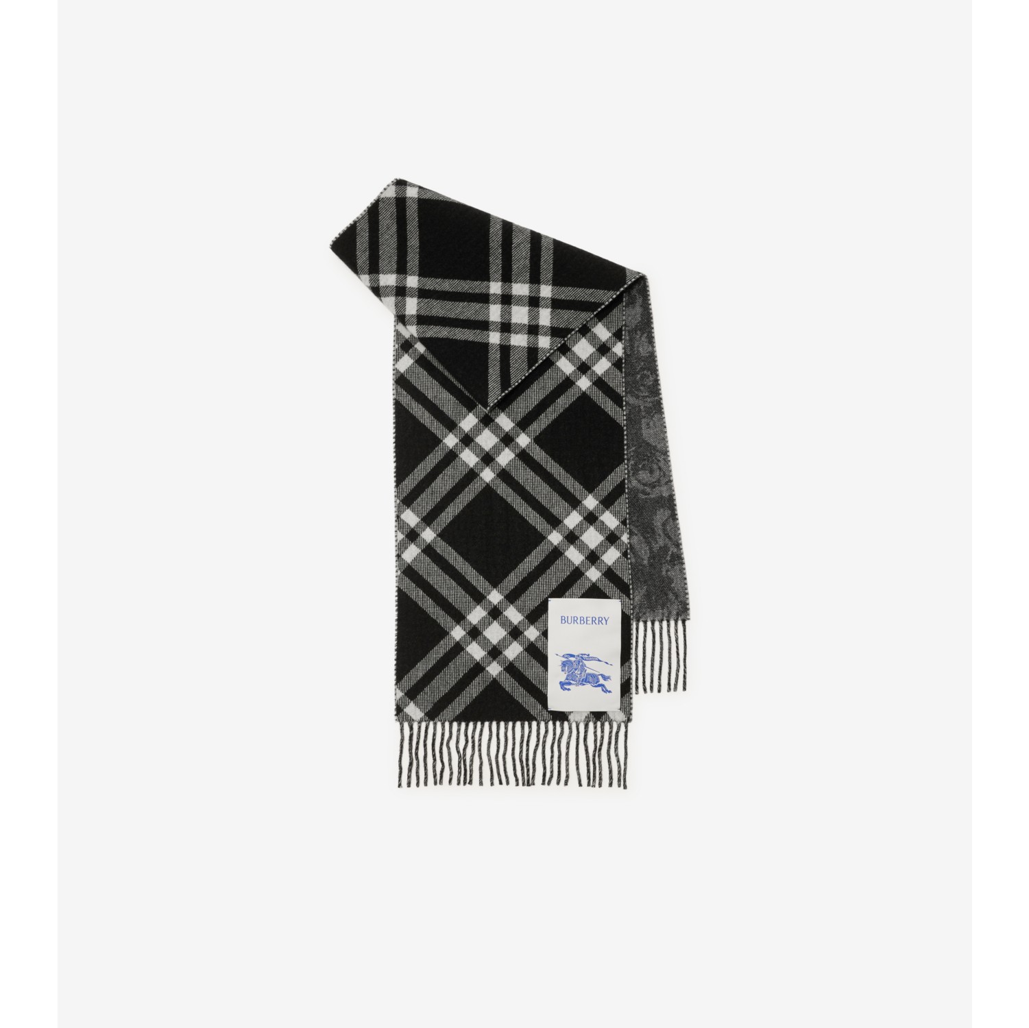 Reversible Check Rose Cashmere Scarf in Black | Burberry® Official