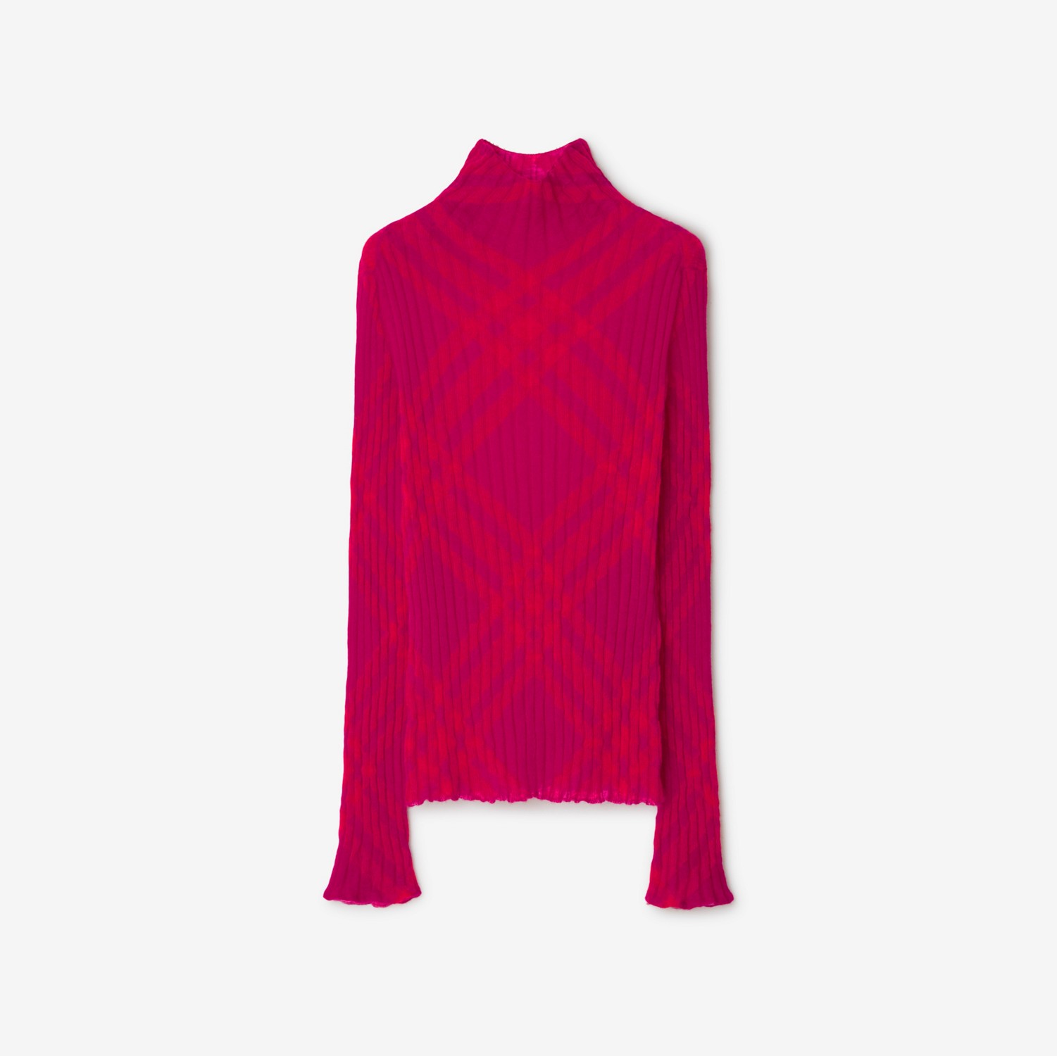 格纹马海毛混纺针织衫 (树莓红) - 女士 | Burberry® 博柏利官网