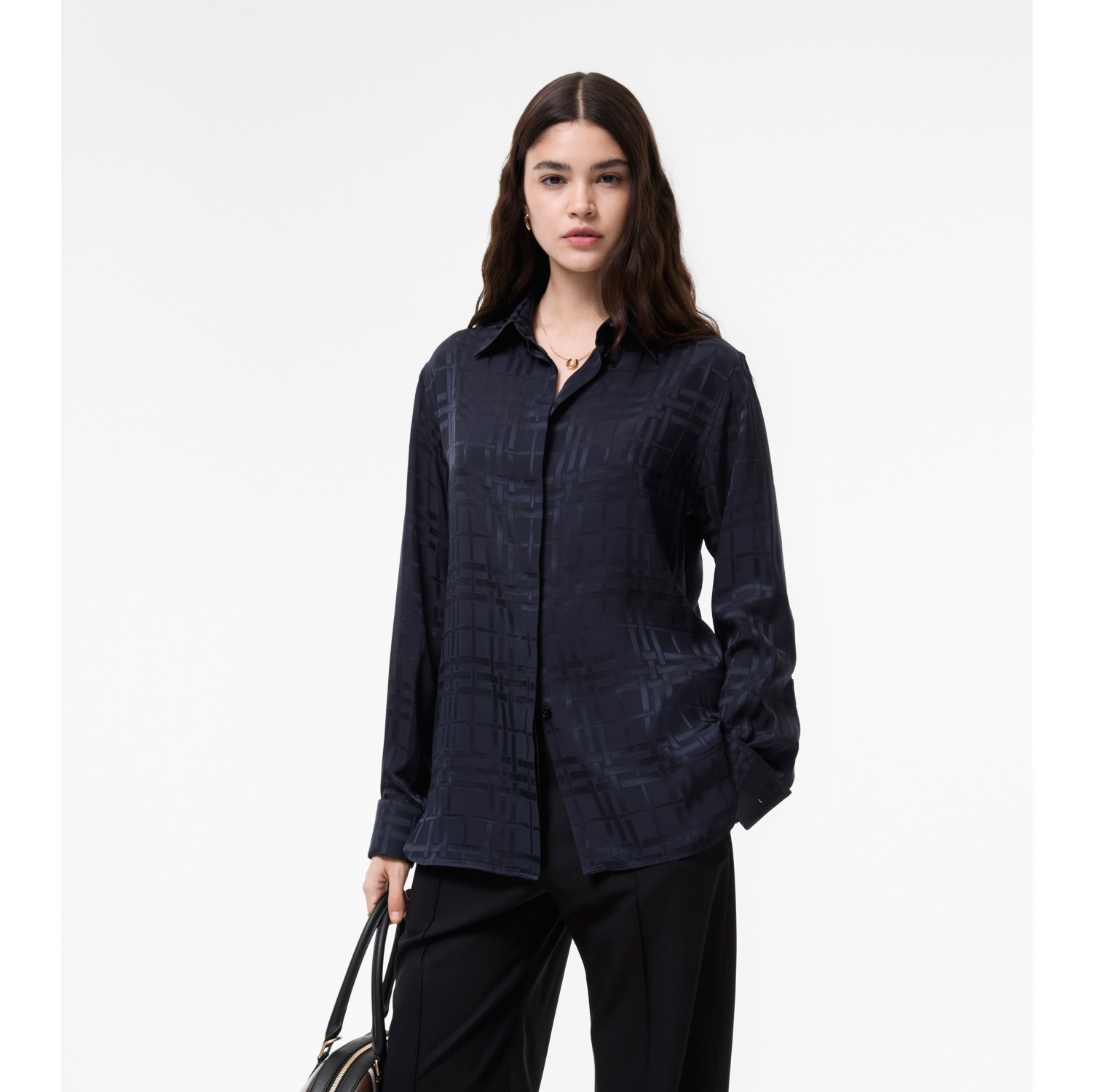 Classic Fit Check Silk Shirt