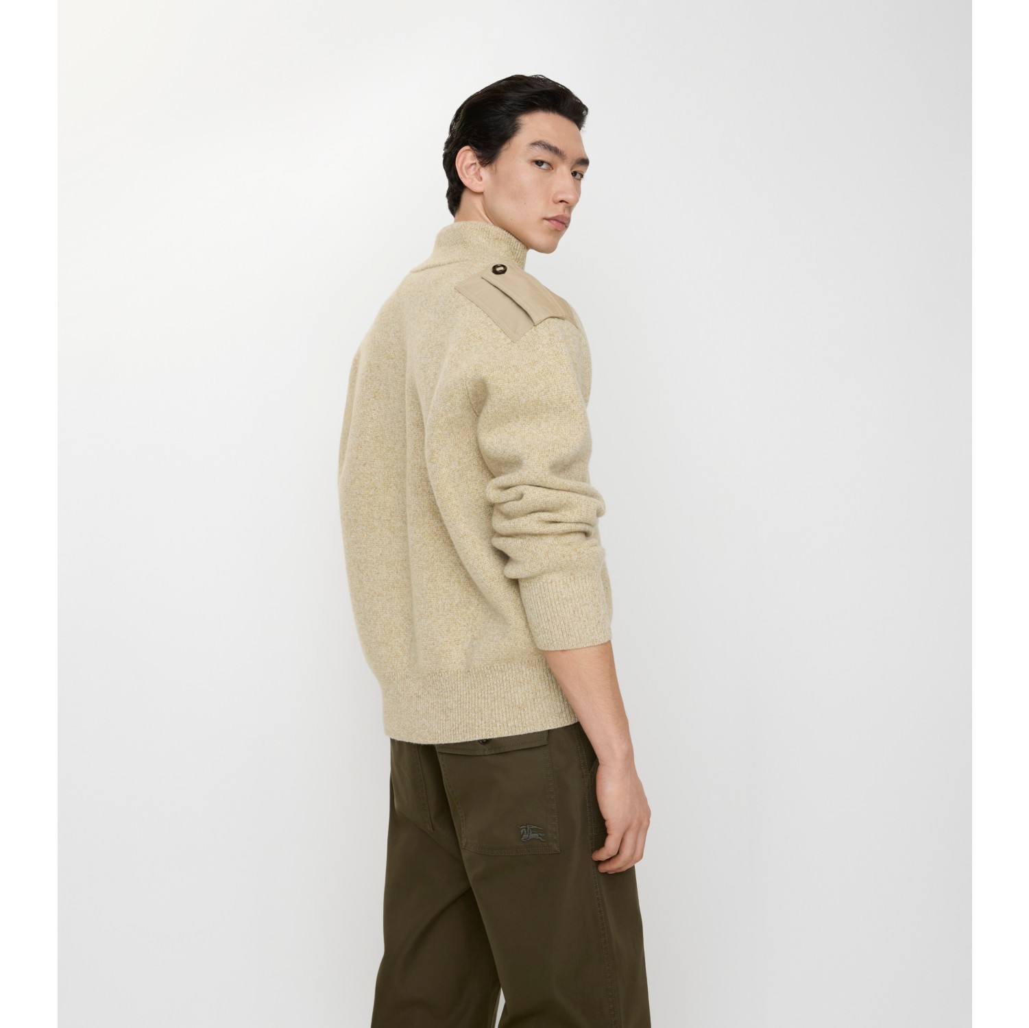 Wool Cashmere Half-zip Sweater in Hamper beige - Men | Burberry® Official