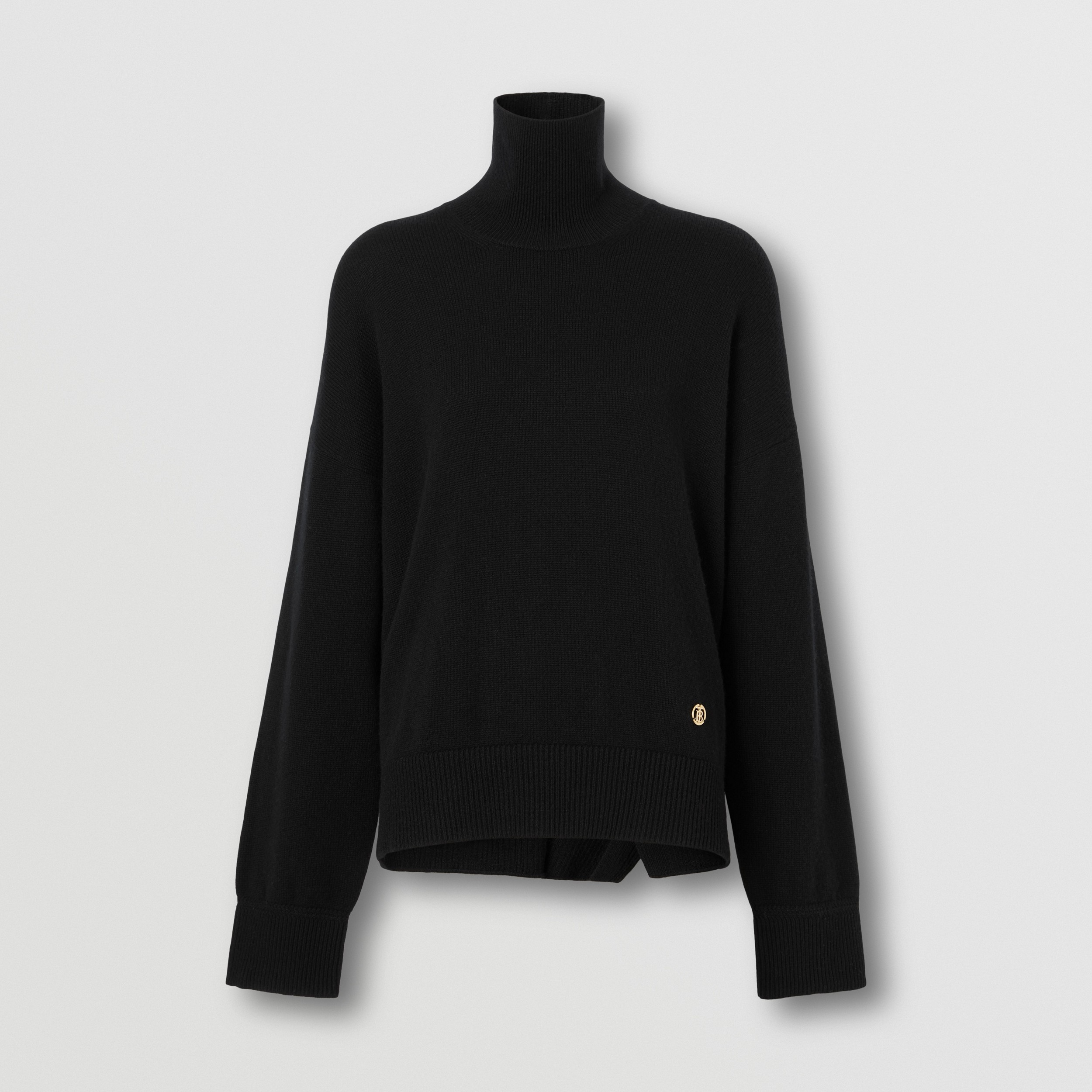 Suéter de cashmere com gola rulê e monograma (Preto) - Mulheres | Burberry® oficial - 4