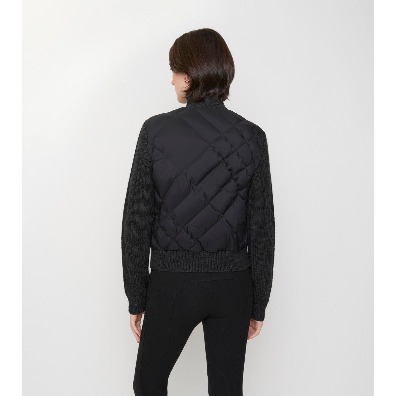 Check-stitch Nylon and Wool Jacket
