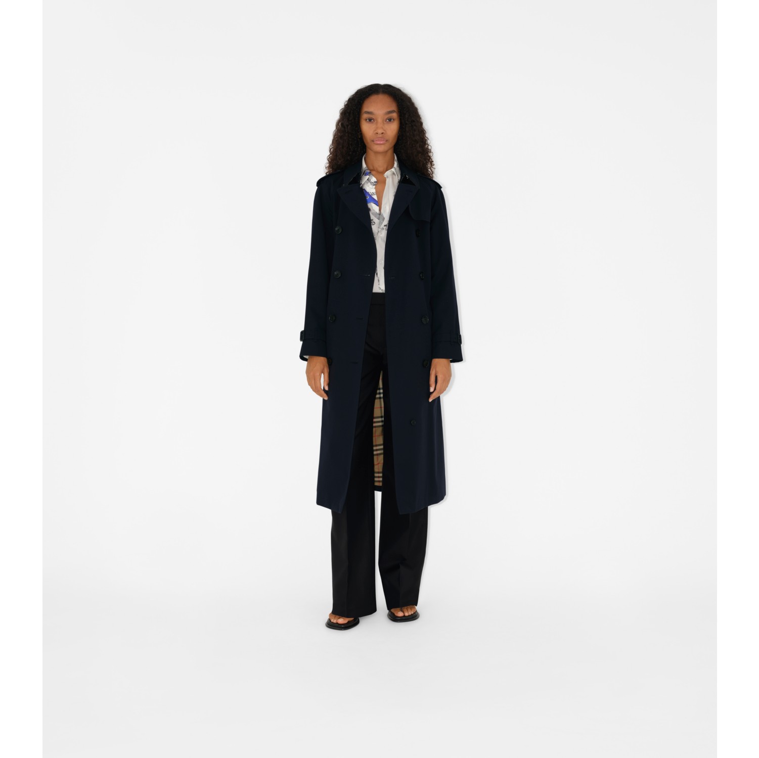 Long Waterloo Heritage Trench Coat in Coal blue - Women, Cotton 