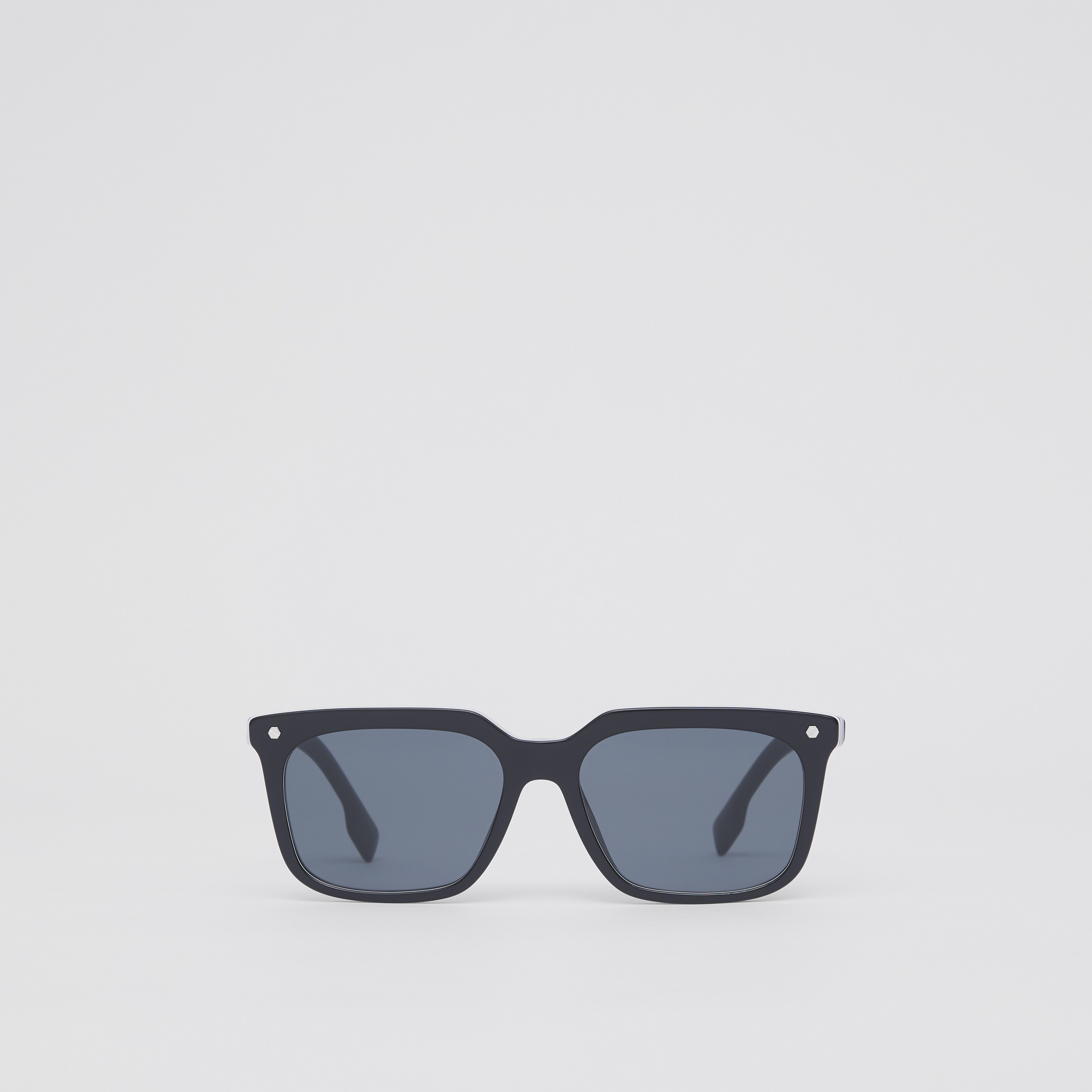 Gafas de sol con montura cuadrada y detalle a rayas (Azul) - Hombre | Burberry® oficial - 1