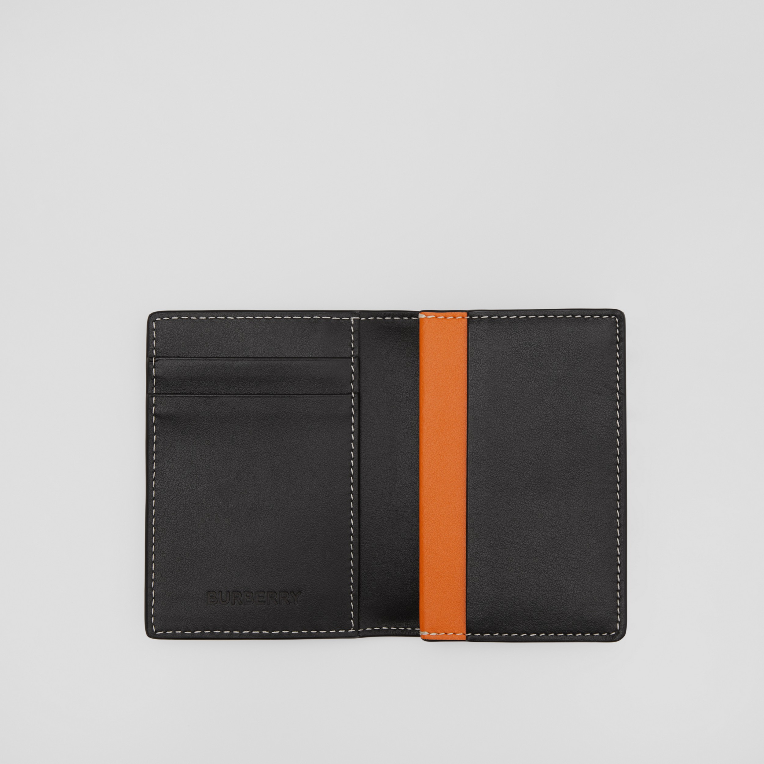 Monogram Motif and Leather Folding Card Case in Black/orange - Men | Burberry® Official - 3