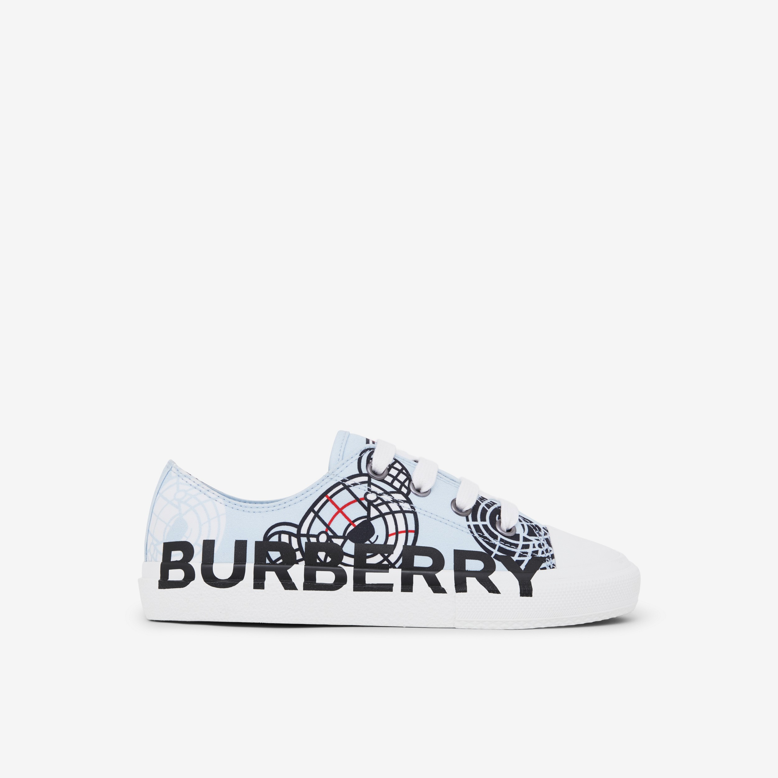 Montage Print Cotton Gabardine Sneakers in Pale Blue - Children | Burberry® Official - 1