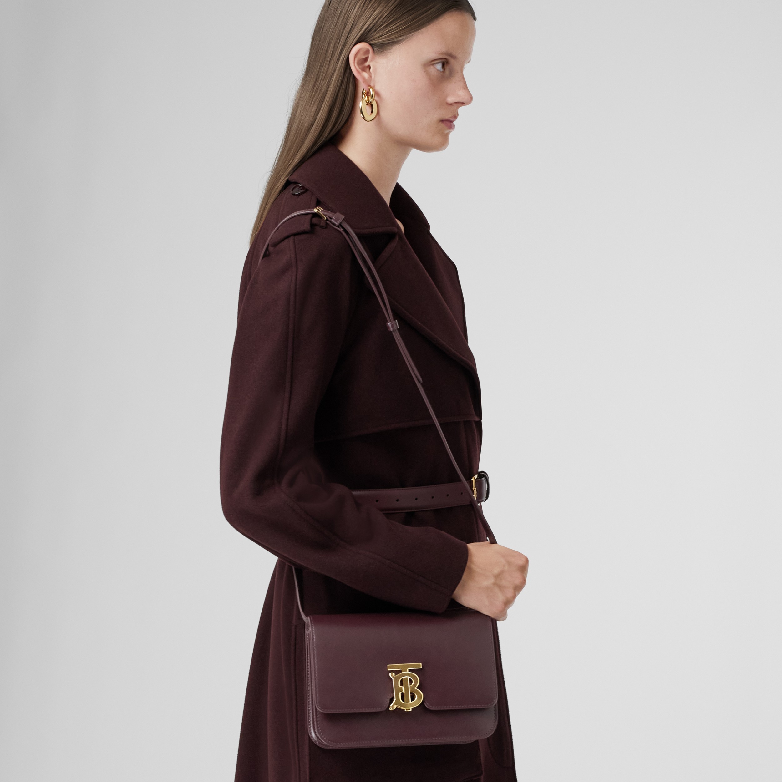 Small Leather TB Bag in Deep Maroon - Women | Burberry® Official - 3