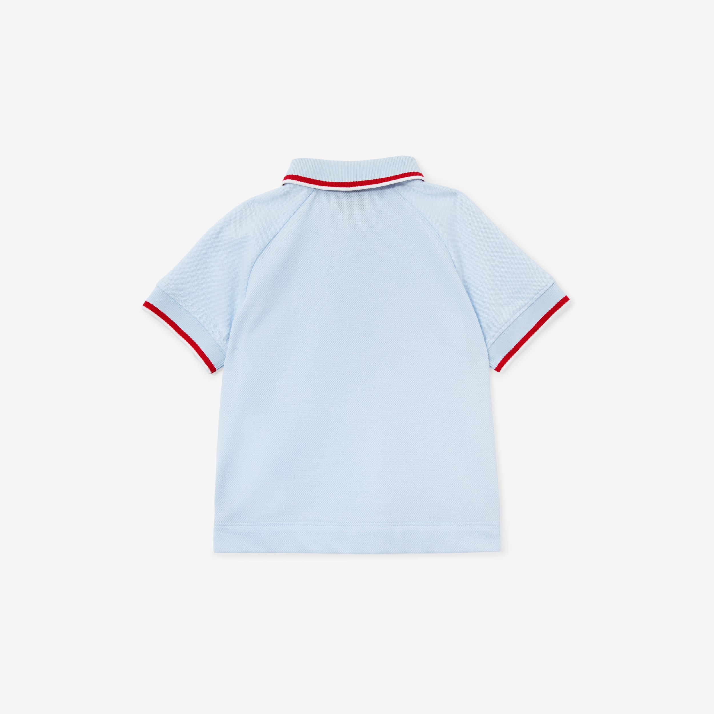 Logo Script Print Cotton Piqué Polo Shirt in Pale Blue - Children ...