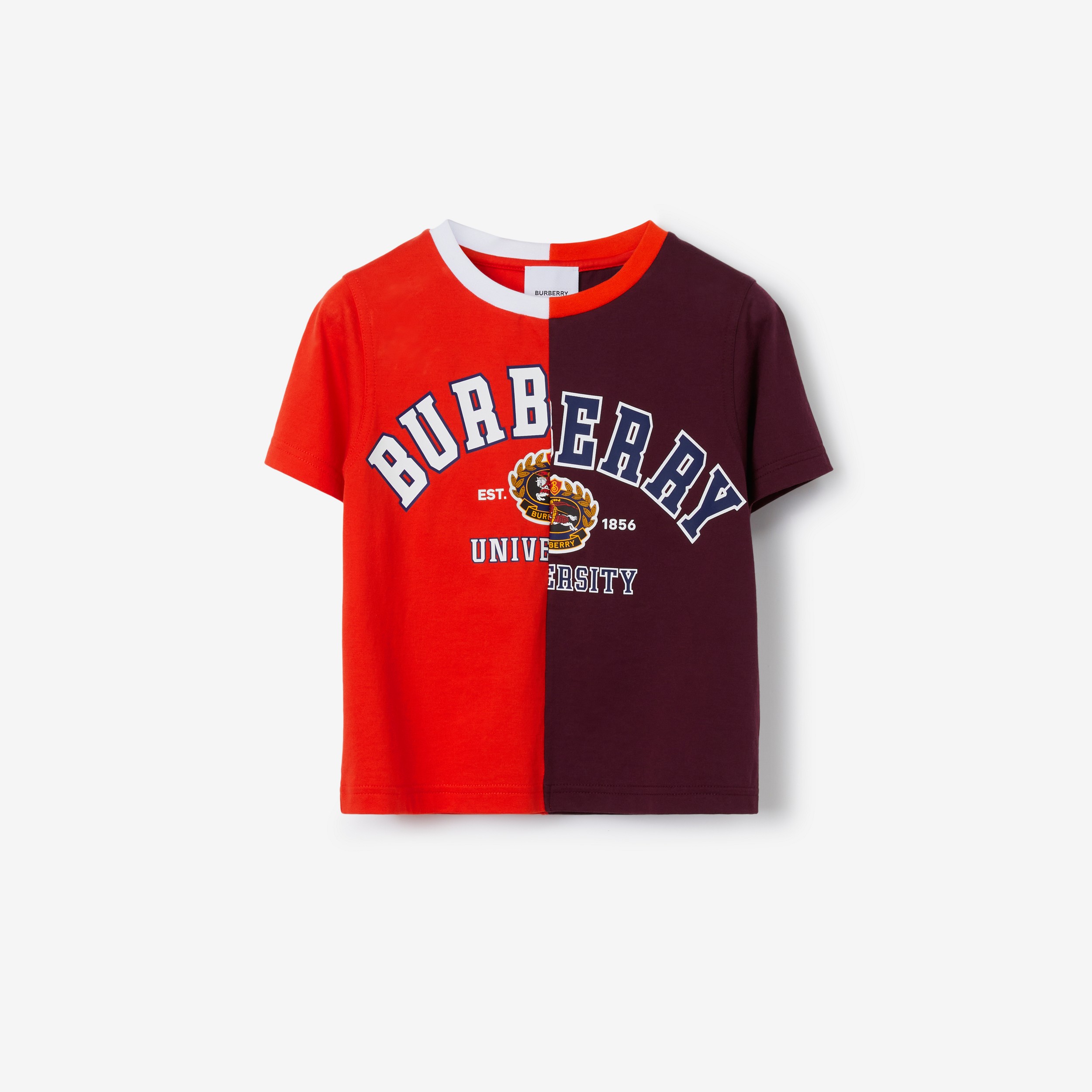 学院风图案棉质 T 恤衫 (亮红色) | Burberry® 博柏利官网 - 1