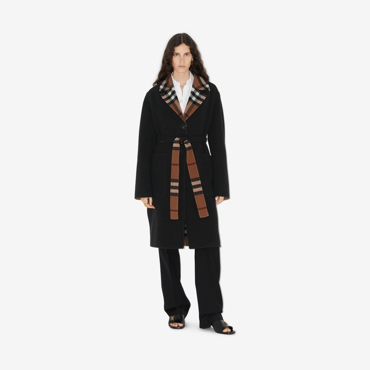 Manteau réversible en laine Check (Bouleau Brun) - Femme | Site officiel Burberry®