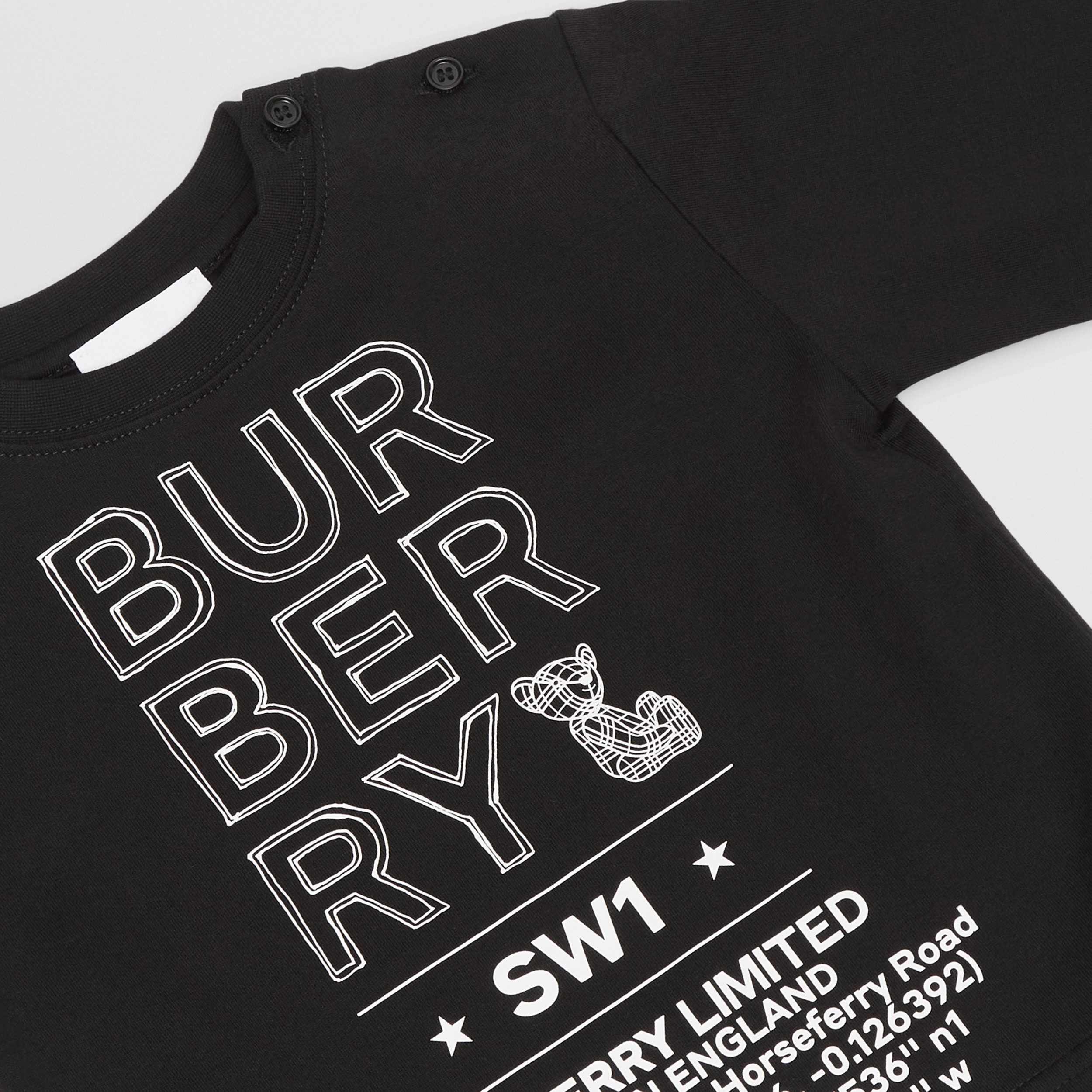 Langärmeliges Baumwolloberteil mit skizzenartigem Logo (Schwarz) - Kinder | Burberry® - 2