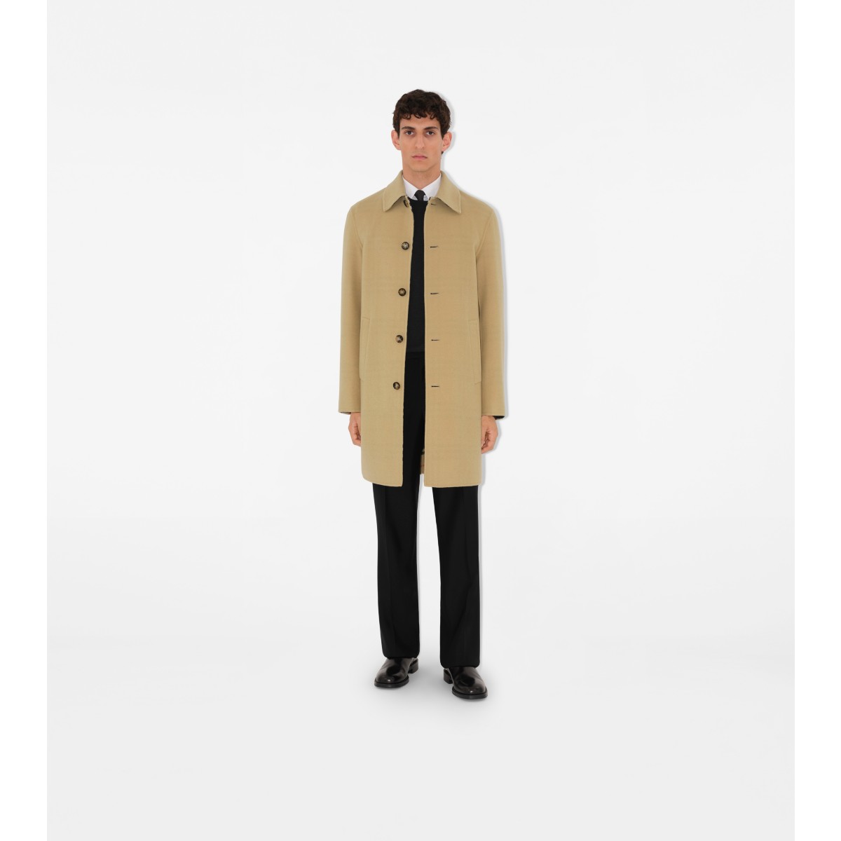  Check Mid-length Wool Car Coat