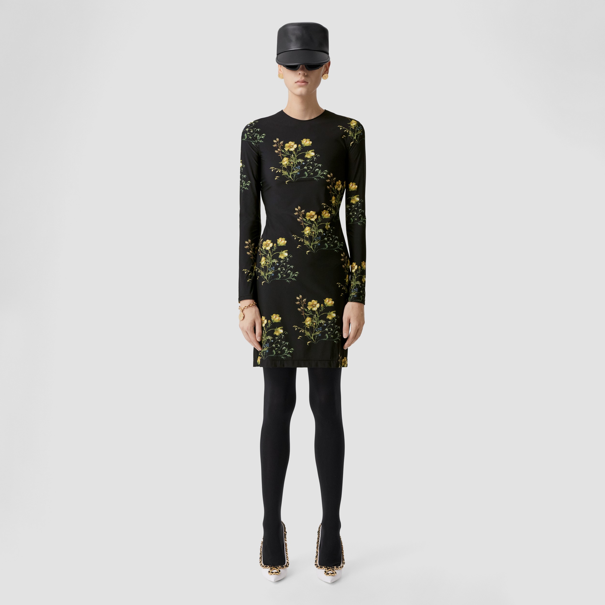 Robe en jersey stretch à imprimé floral (Noir) - Femme | Site officiel Burberry® - 4