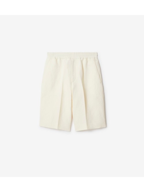 Shop Burberry Canvas Tailored Shorts In Pearl