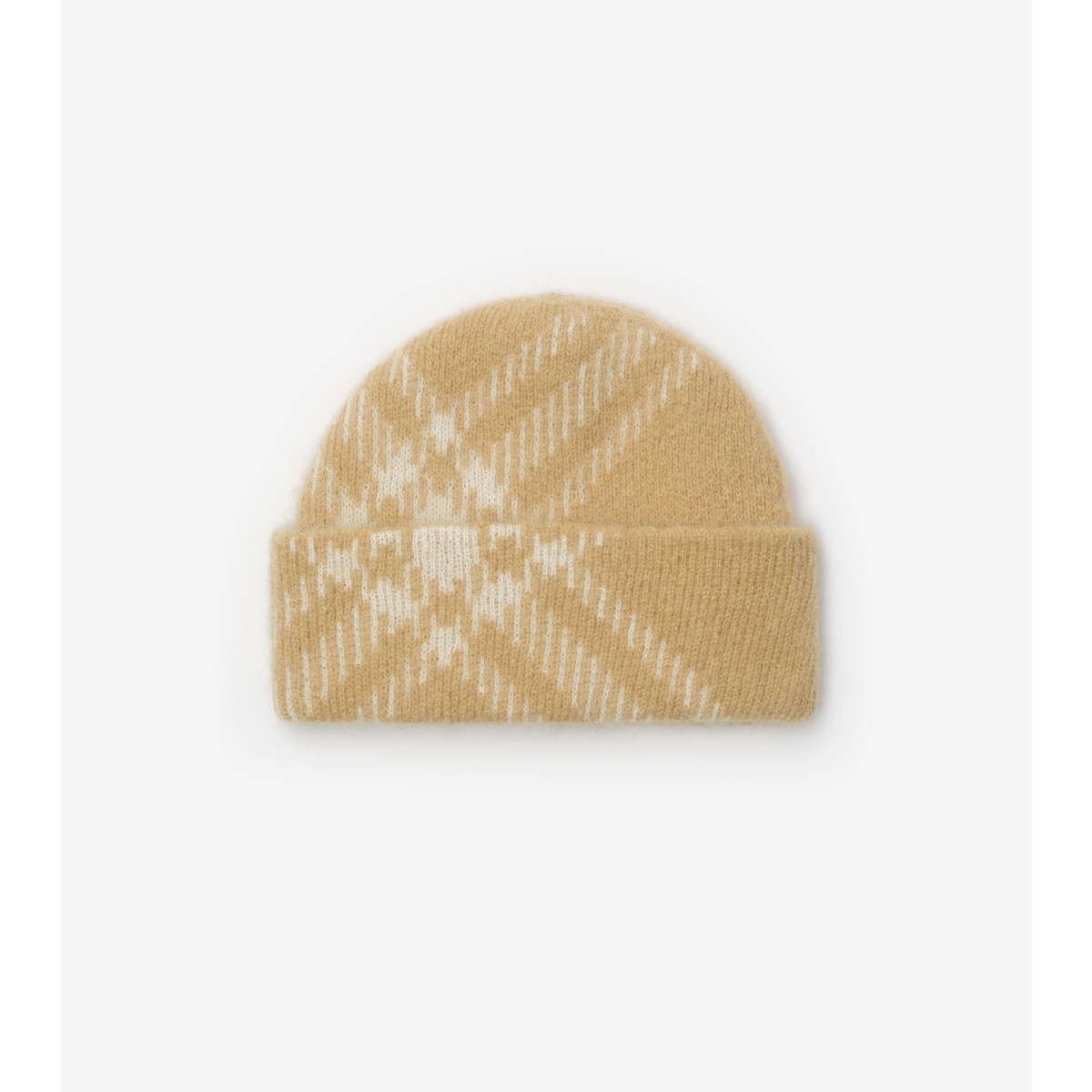 Check Mohair Wool Blend Beanie