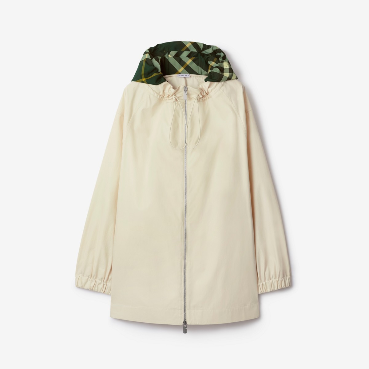 Burberry Checkered Hood Cotton Parka In Soap