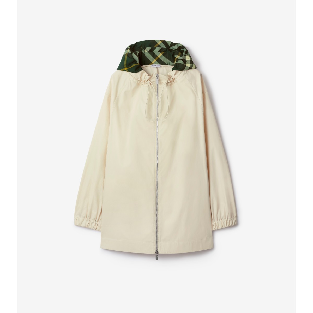 Burberry Checkered Hood Cotton Parka In Soap