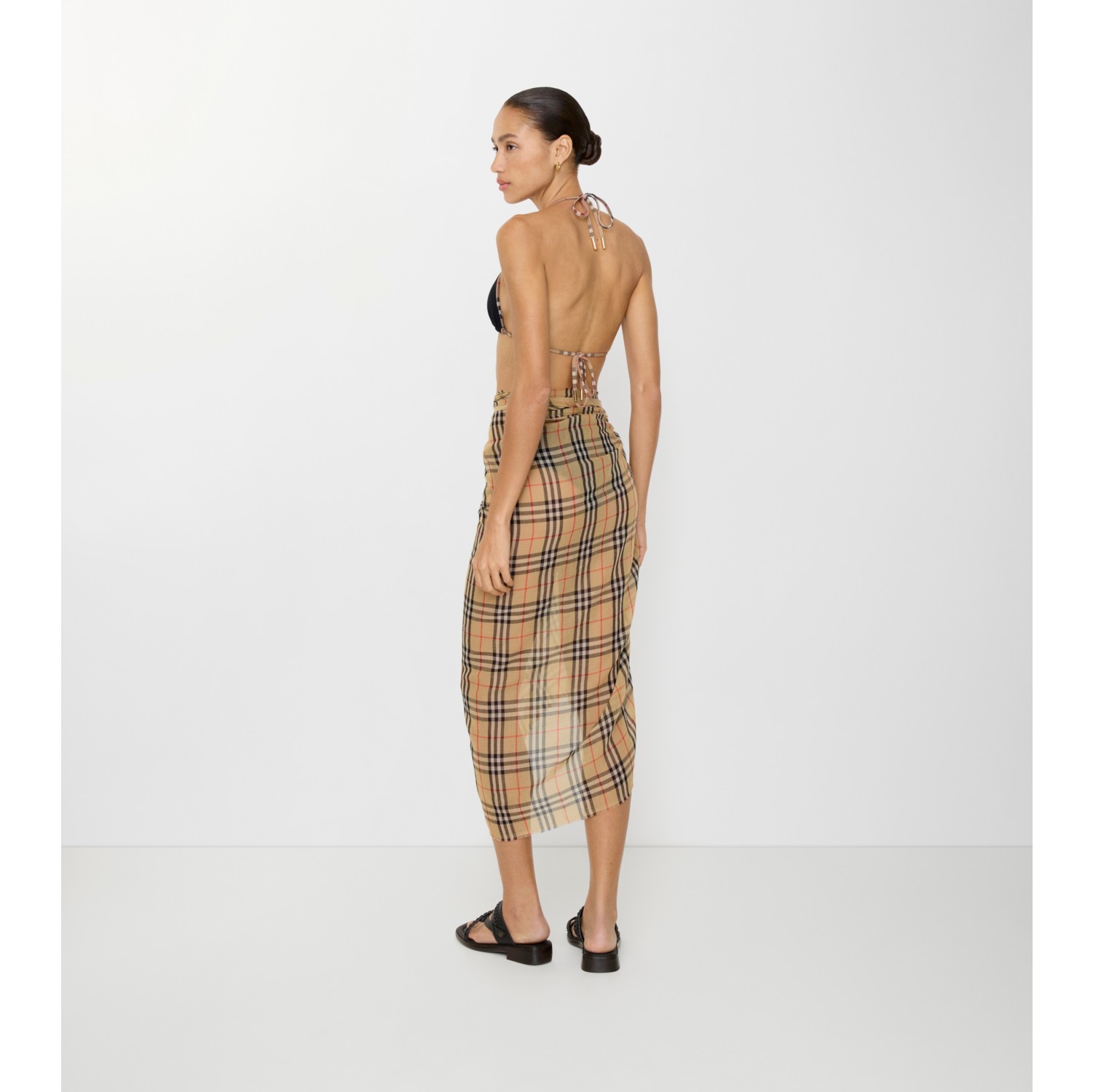 Check Cotton Sarong in Sand beige | Burberry® Official
