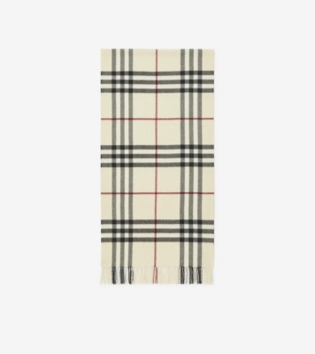 ワイド チェック カシミアスカーフ (ストーン) | Burberry®公式サイト