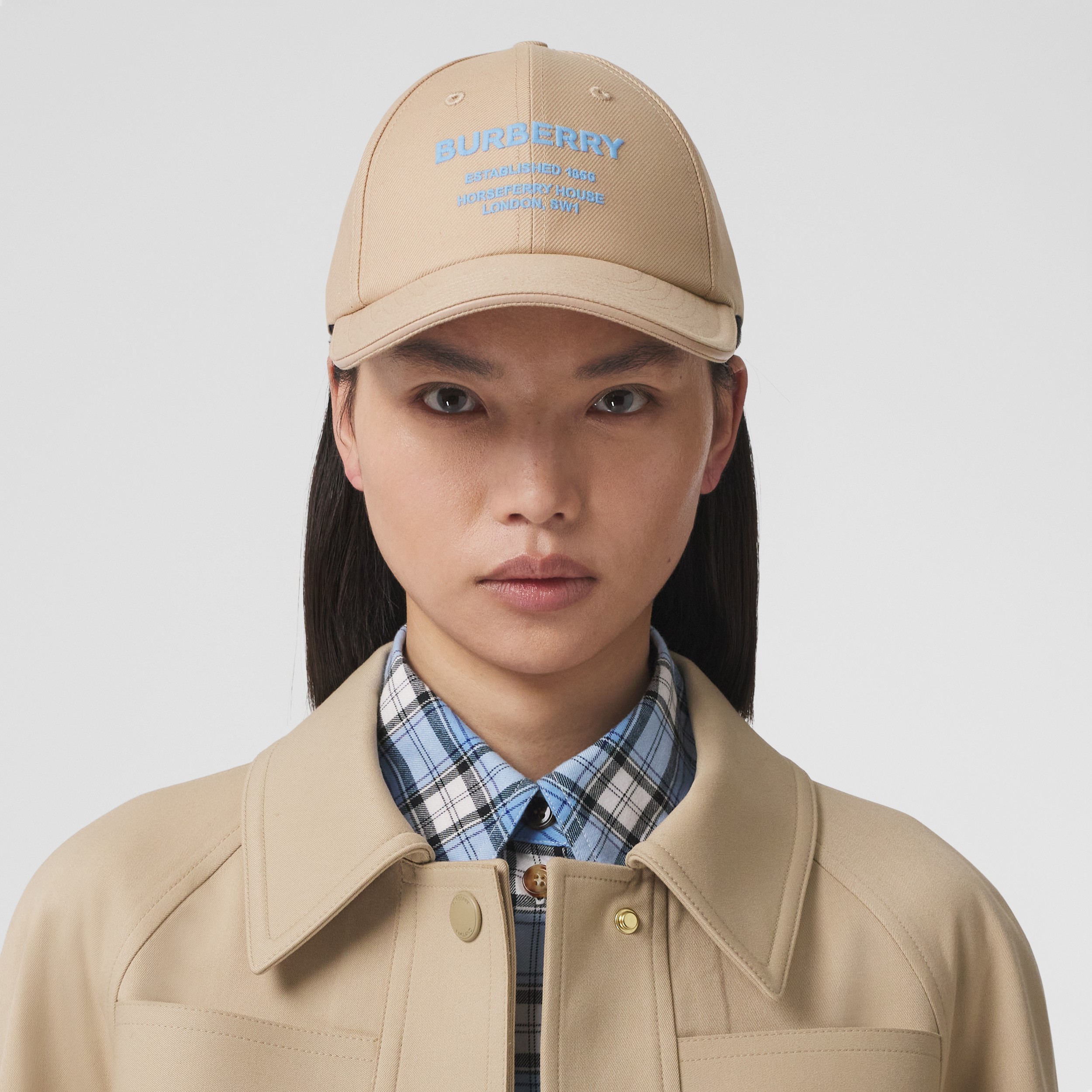 Horseferry Motif Cotton Baseball Cap in Soft Fawn | Burberry® Official - 2