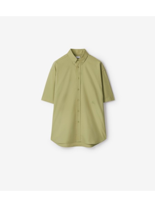Burberry Logo-embroidered Poplin Shirt In Hunter
