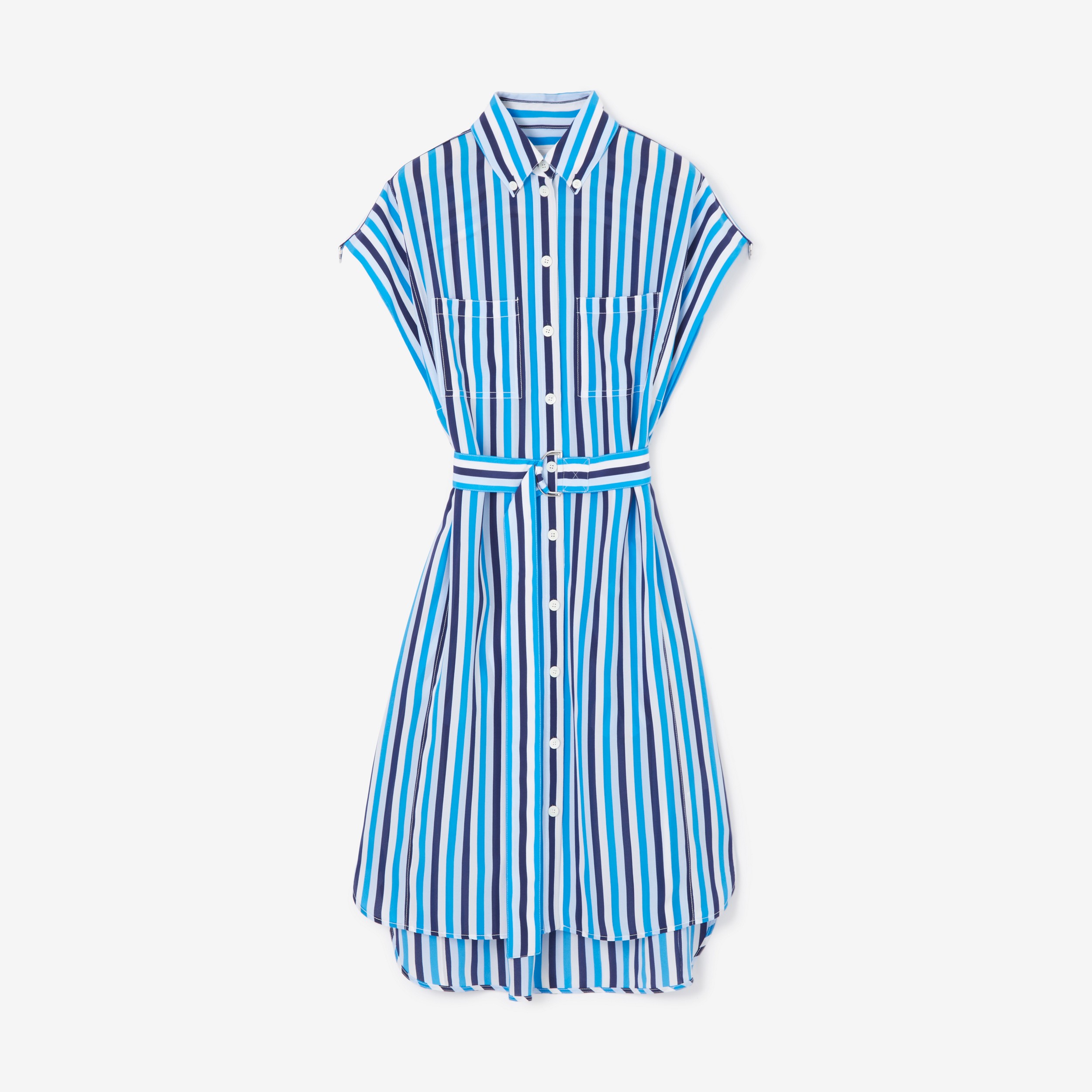 Striped Silk Shirt Dress in Pale Blue - Women | Burberry® Official - 1