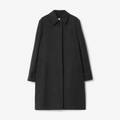Burberry Herringbone Wool Blend Coat In Charcoal