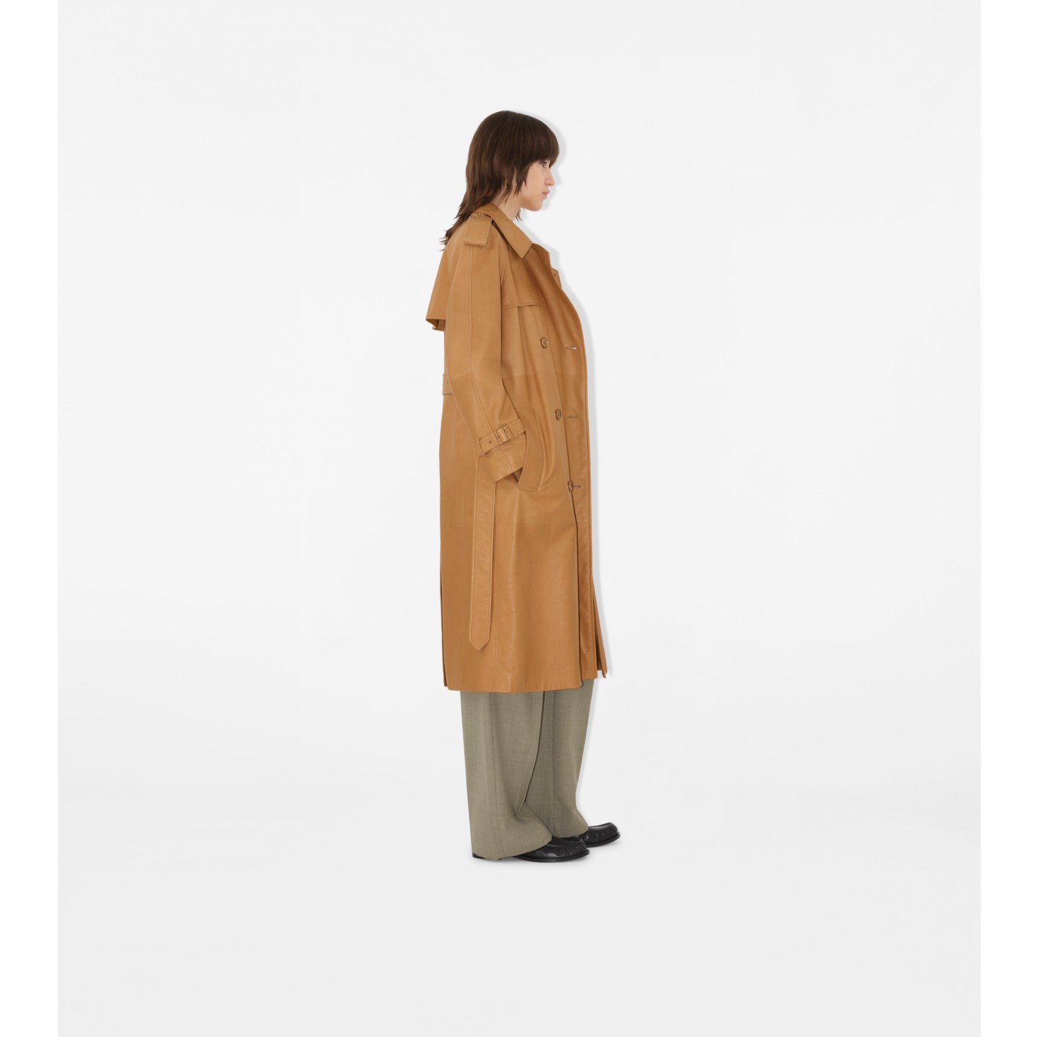 Trench long Castleford en cuir