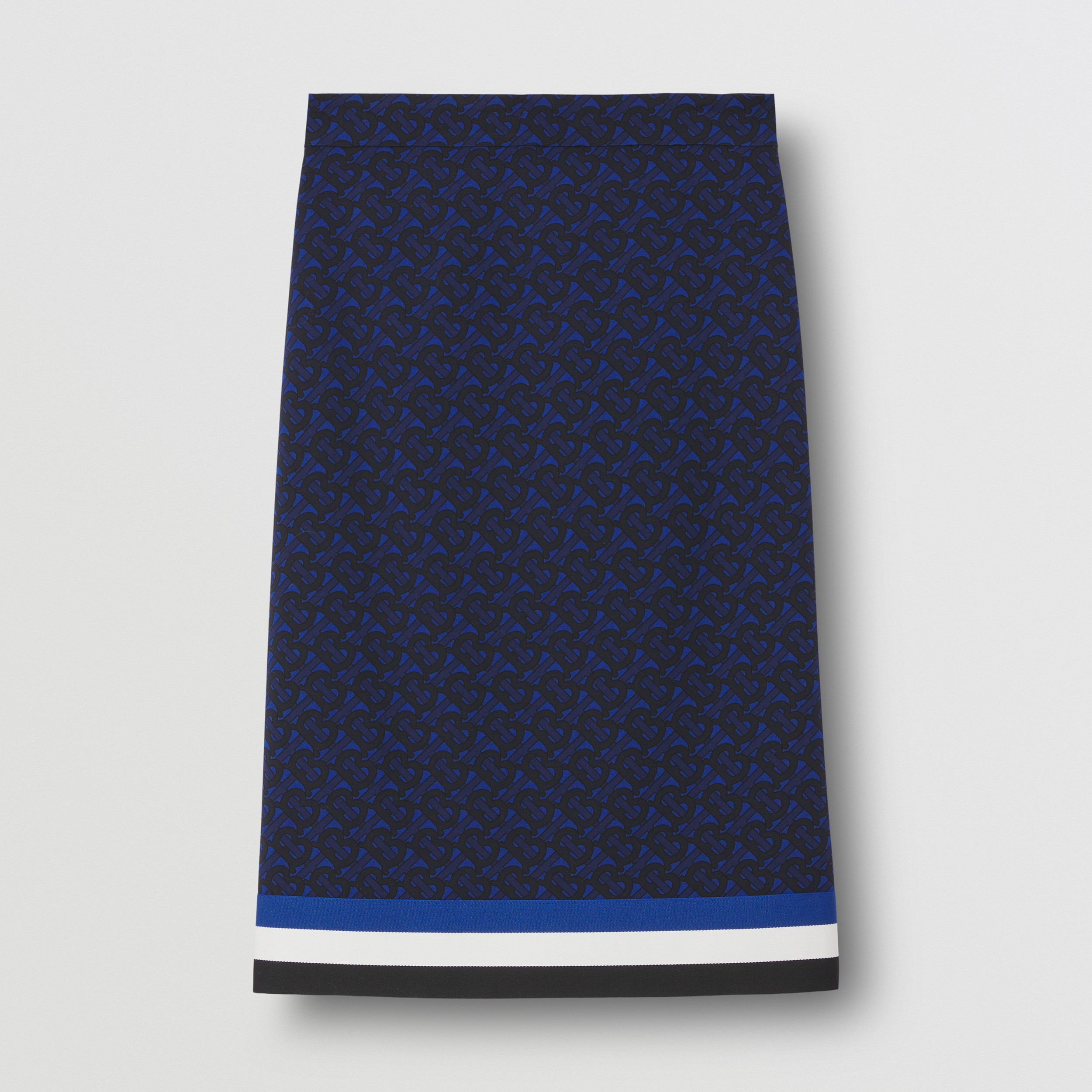 Monogram Print Wool Blend Skirt in Deep Royal Blue - Women | Burberry® Official - 4