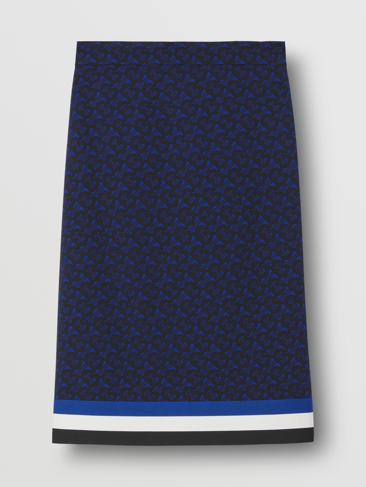 Falda en mezcla de lana con estampado de monogramas (Azul Real Fuerte)