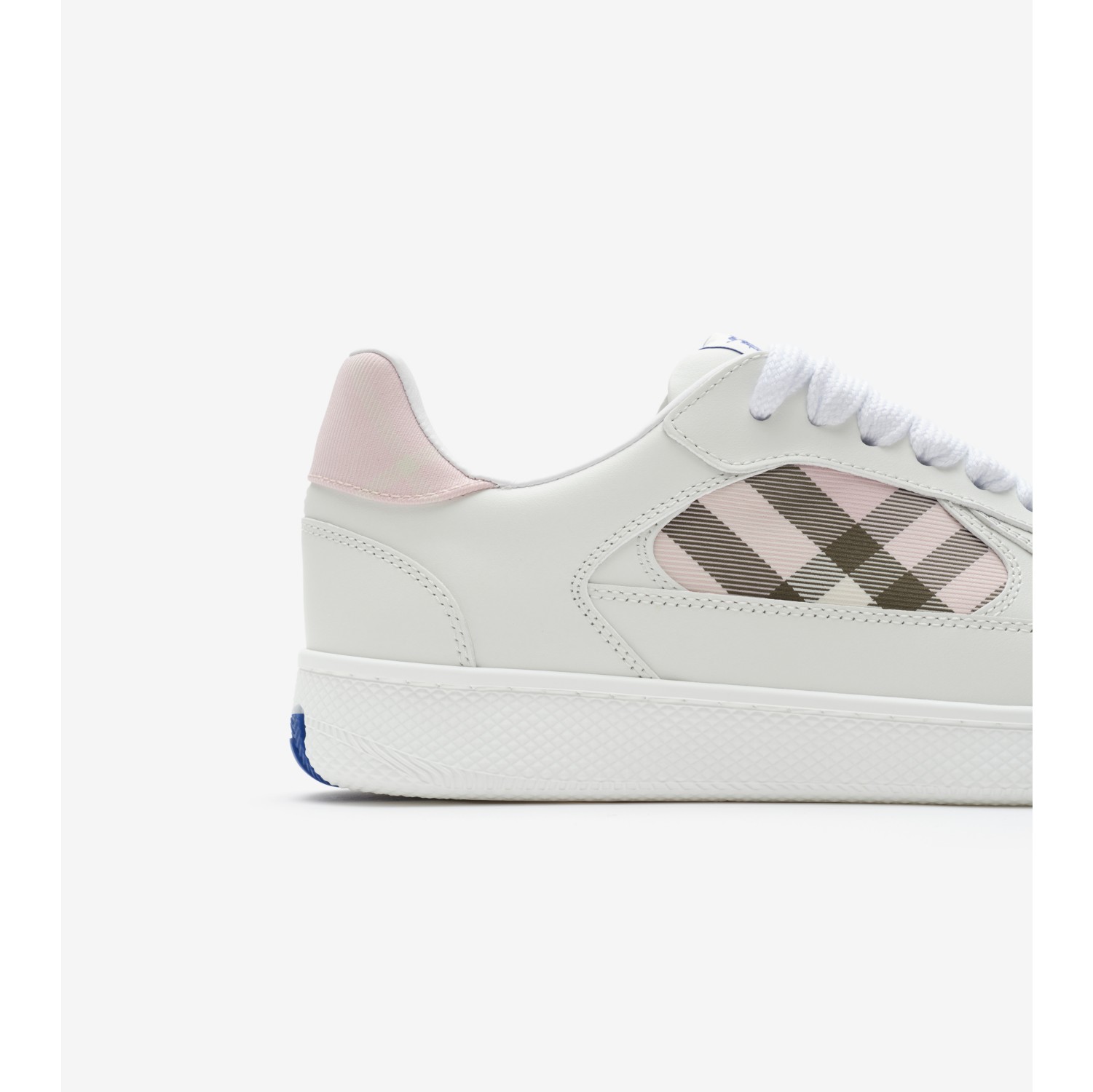 Leather and Check Terrace Sneakers​ in Optic white/mallow pink - Women | Burberry® Official