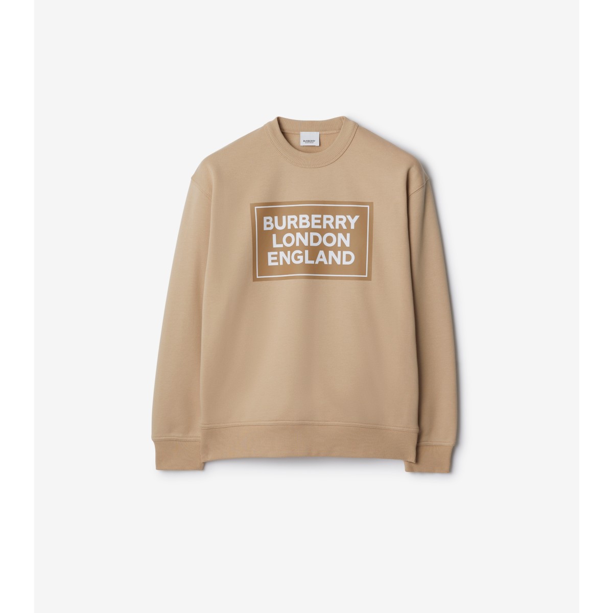 Burberry Logo Cotton Blend Sweatshirt In Soft Fawn