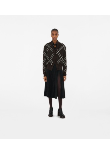 Check Wool Mohair Blend Cardigan
