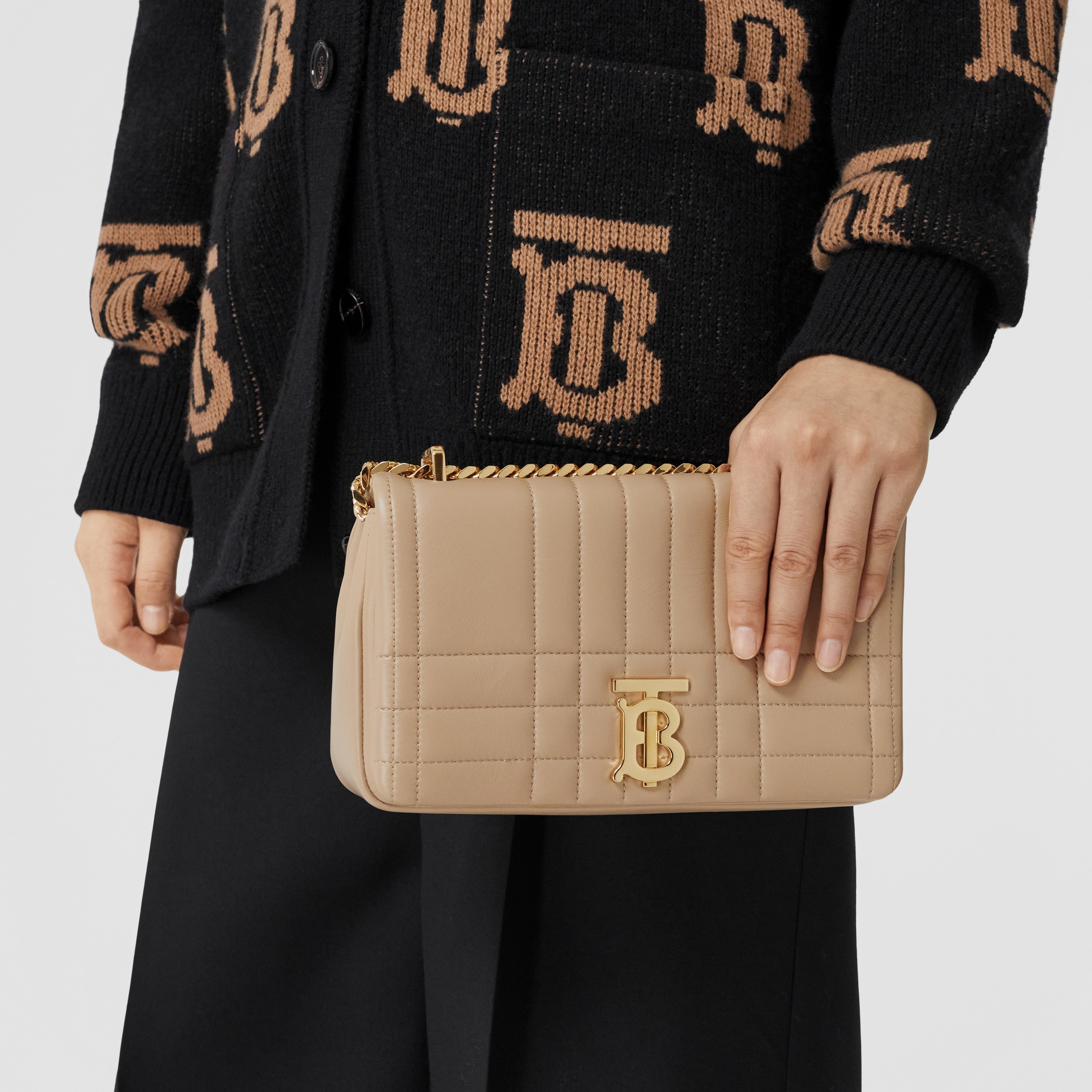 Quilted Leather Small Lola Bag in Oat Beige - Women | Burberry® Official - 3