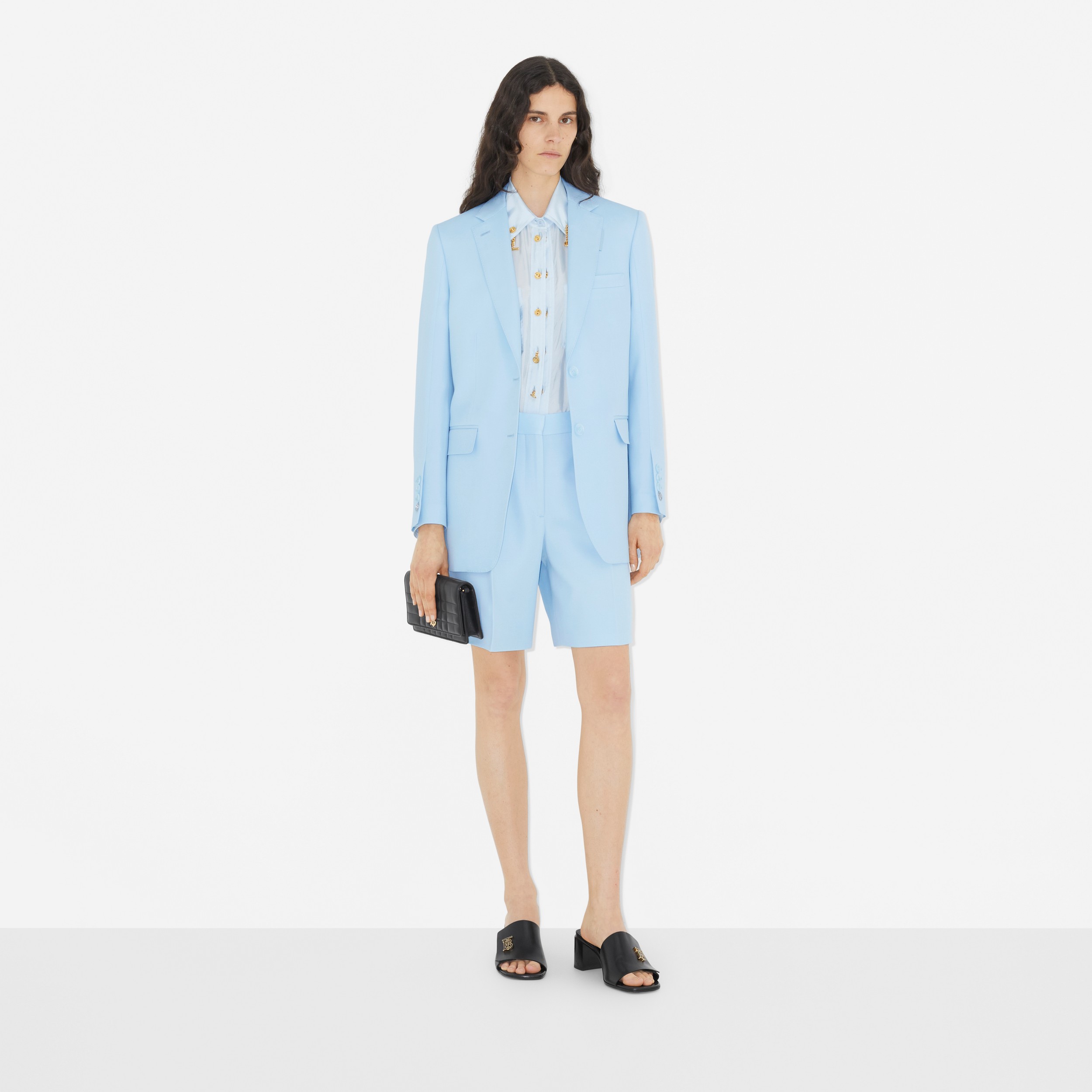 Wool Tailored Jacket in Pale Blue - Women | Burberry® Official - 2