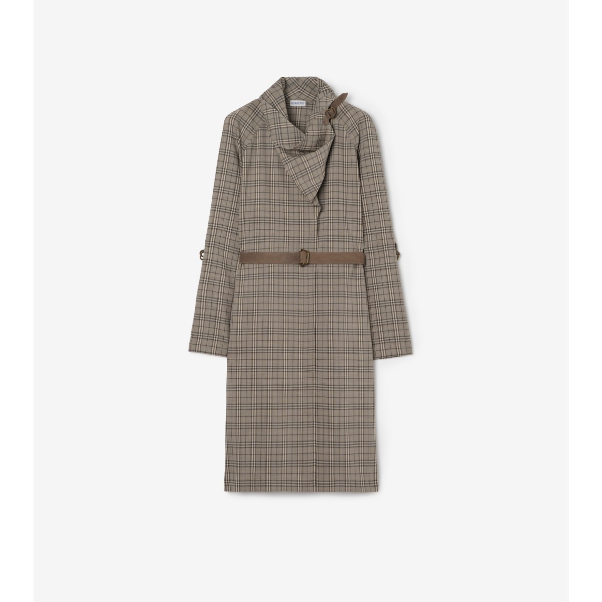  Check Scarf Collar Wool Dress